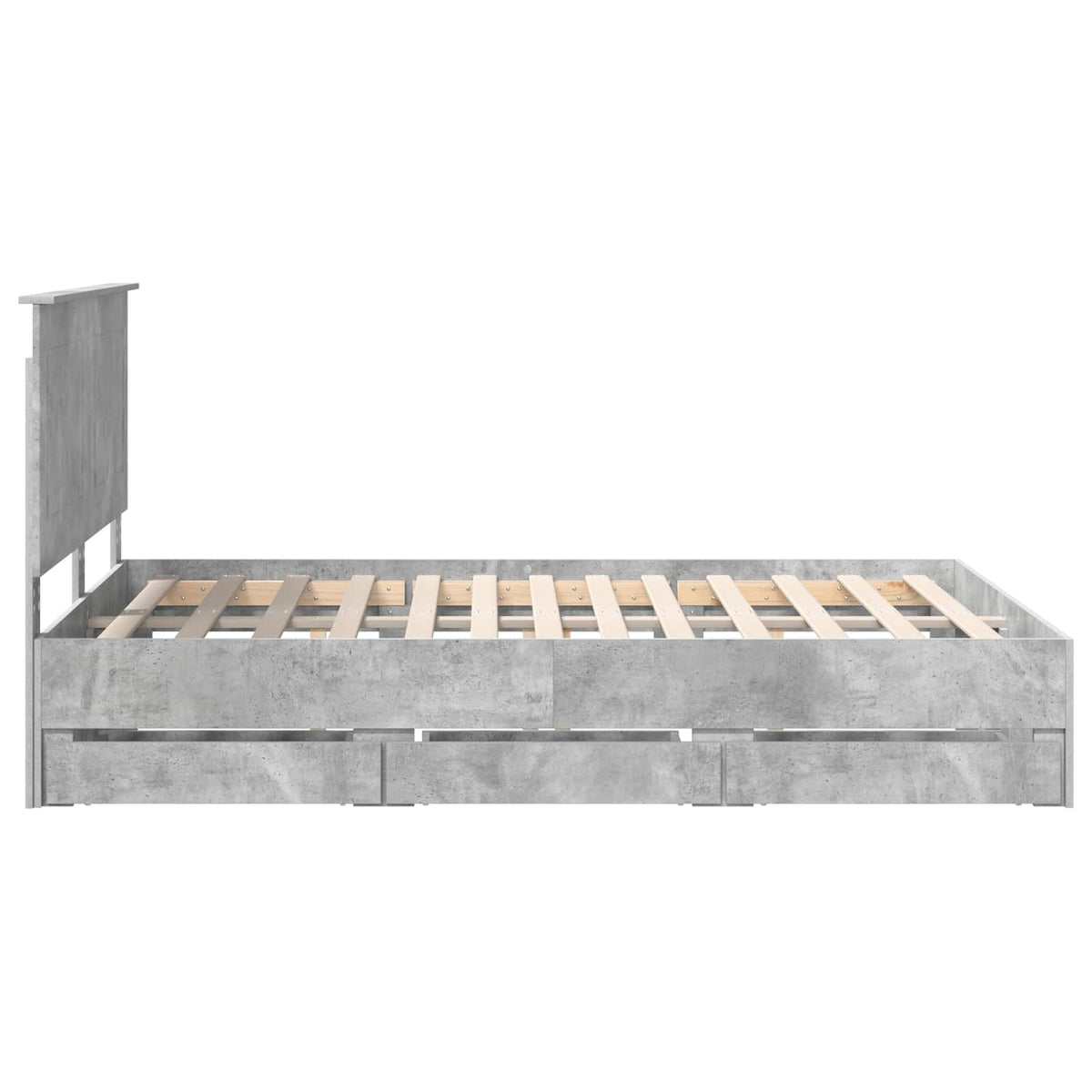 Bed Frame with Drawer Concrete Grey 140 x 190 cm Engineer Wood