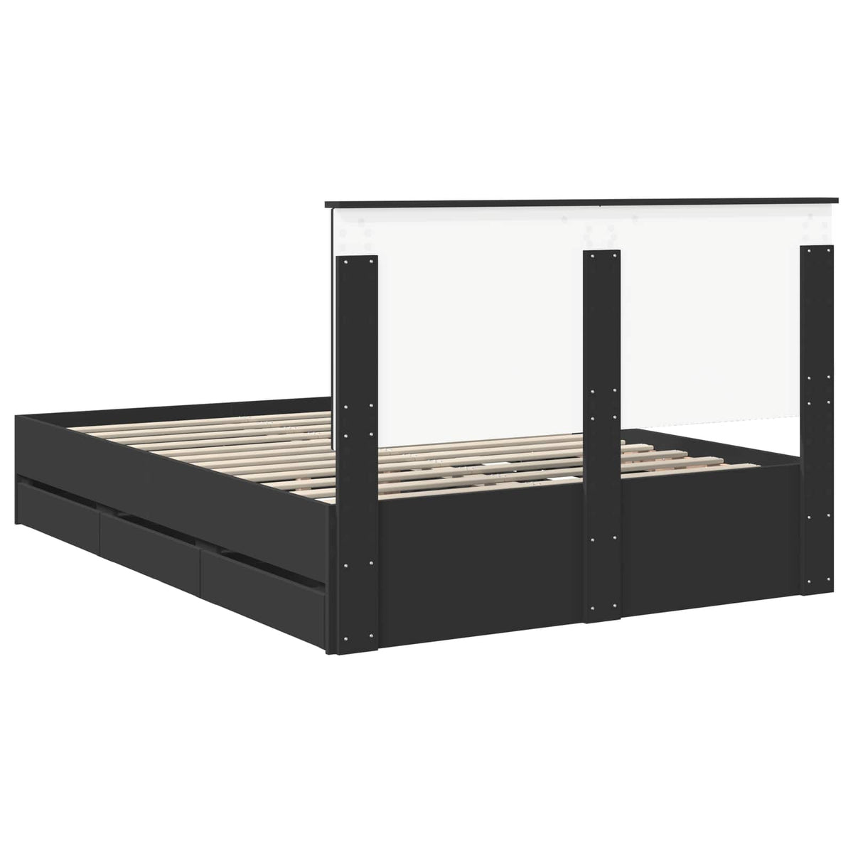 Bed Frame with Drawer Black 140 x 200 cm Engineer Wood