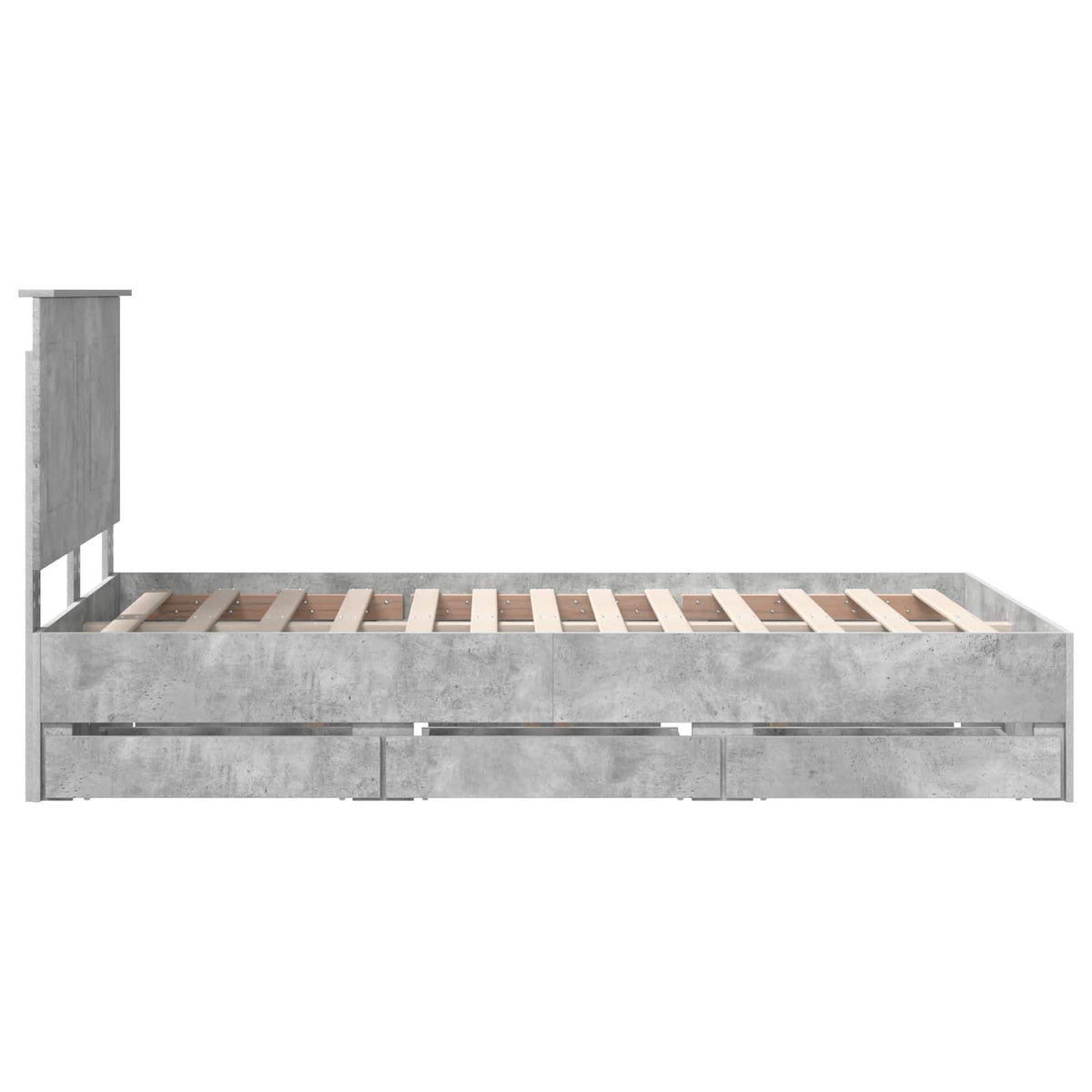Bed Frame with Drawer Concrete Grey 135 x 190 cm Engineer Wood