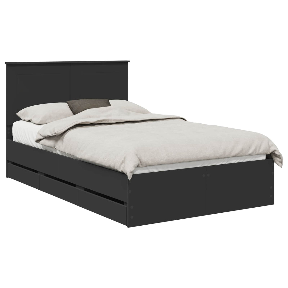 Bed Frame with Drawer Black 120 x 190 cm Engineer Wood
