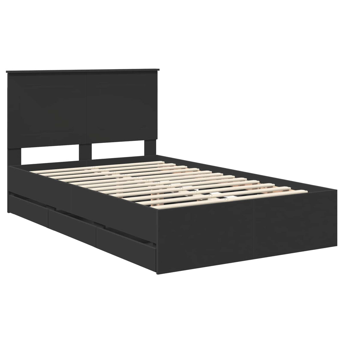 Bed Frame with Drawer Black 120 x 190 cm Engineer Wood