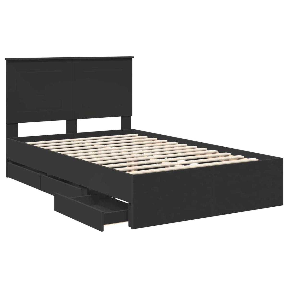 Bed Frame with Drawer Black 120 x 190 cm Engineer Wood