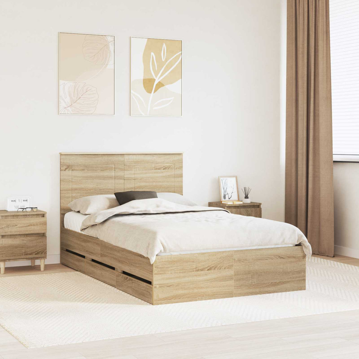 Bed Frame Sonoma Oak Engineer Wood