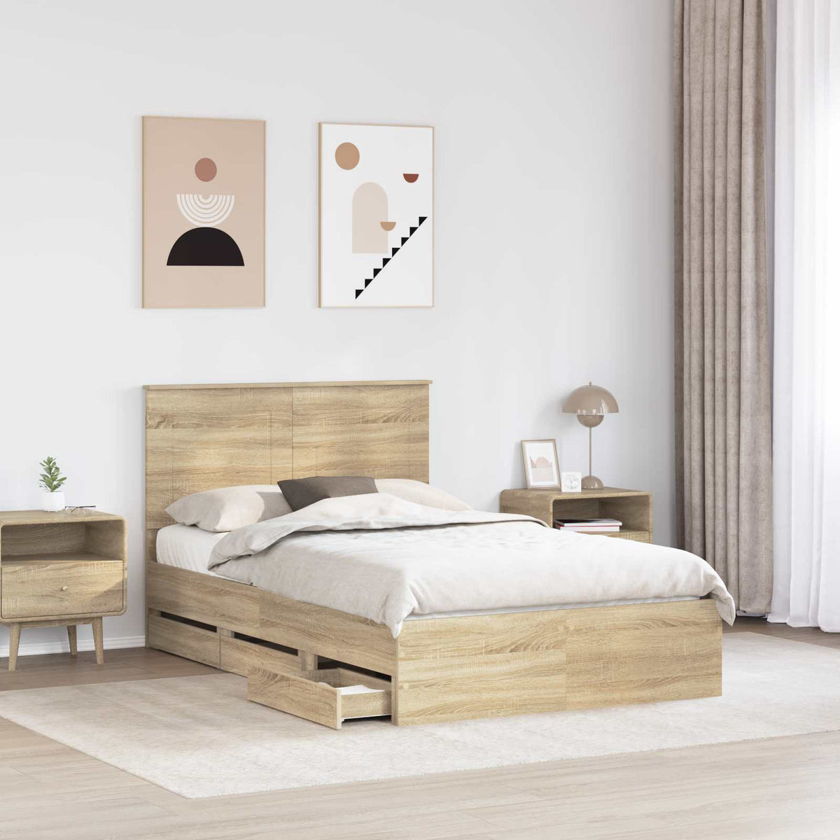 Bed Frame Sonoma Oak Engineer Wood