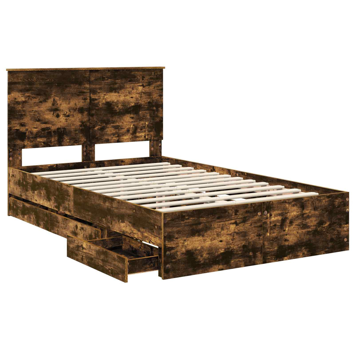 Bed Frame with Drawer Smoked Oak 120 x 190 cm Engineer Wood