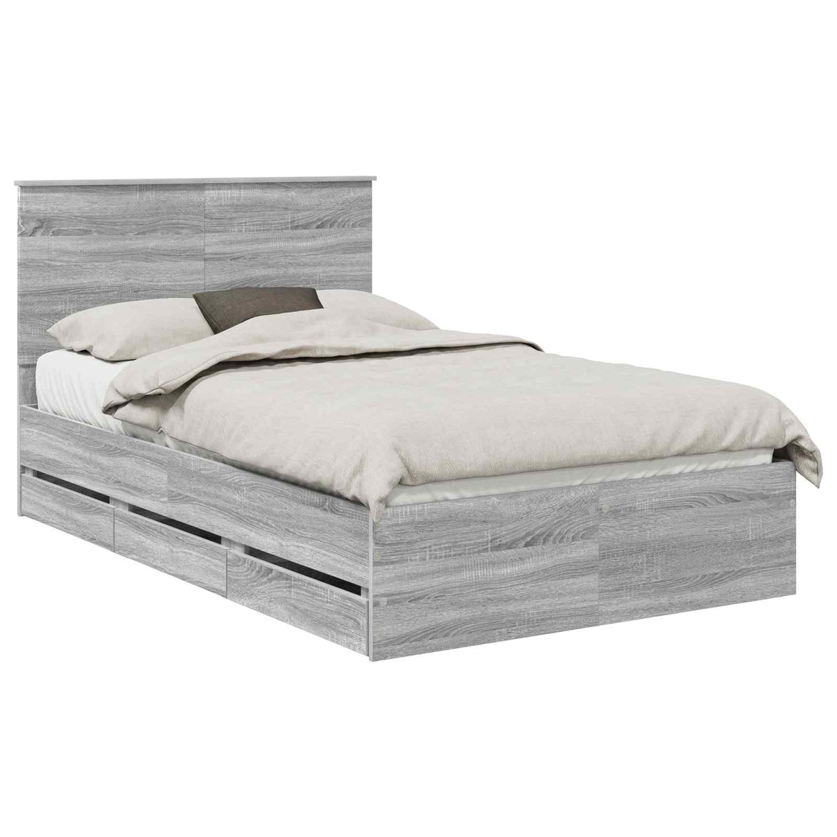 Bed Frame with Drawer Grey Sonoma 120 x 190 cm Engineer Wood