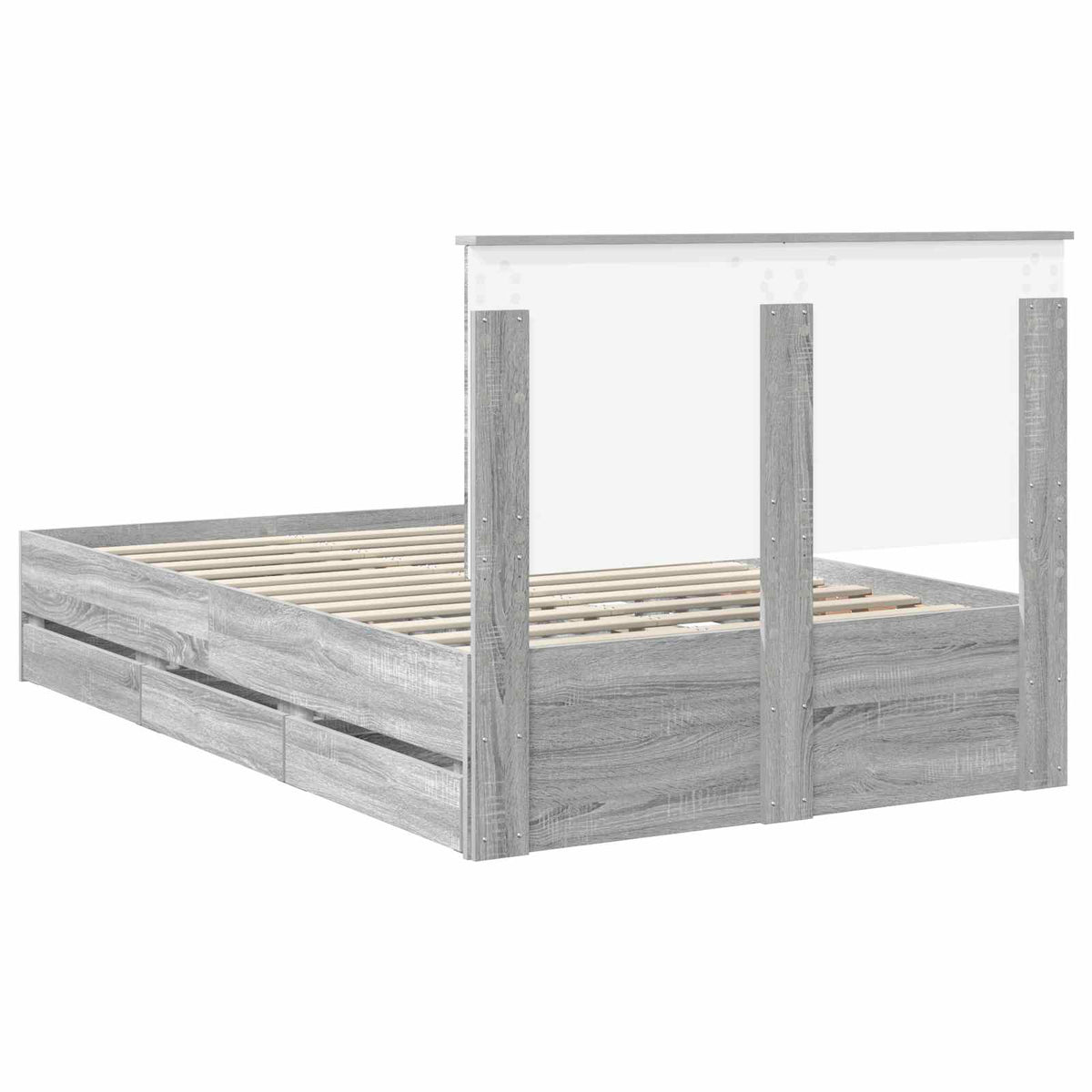 Bed Frame with Drawer Grey Sonoma 120 x 190 cm Engineer Wood