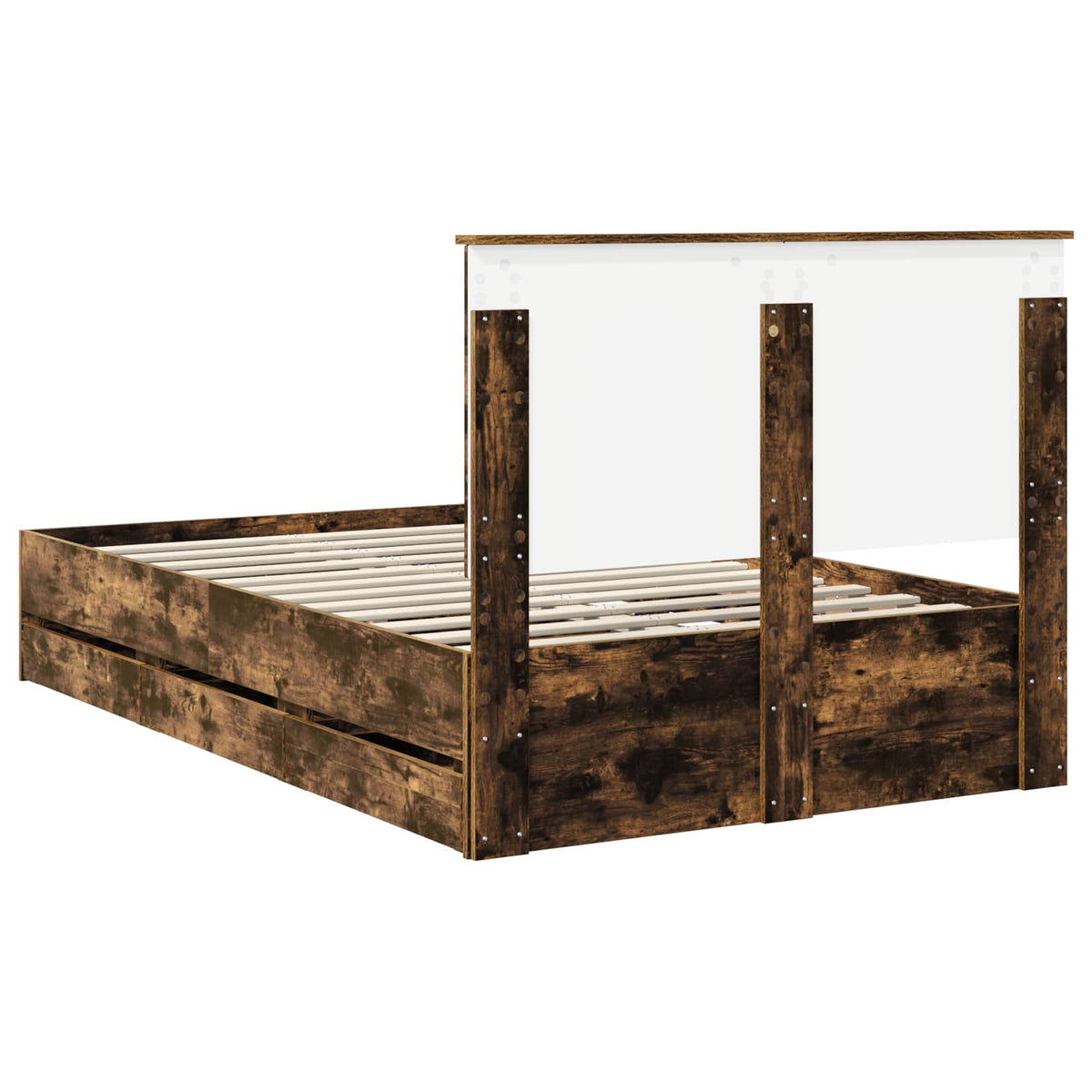 Bed Frame with Drawer Smoked Oak 120 x 200 cm Engineer Wood