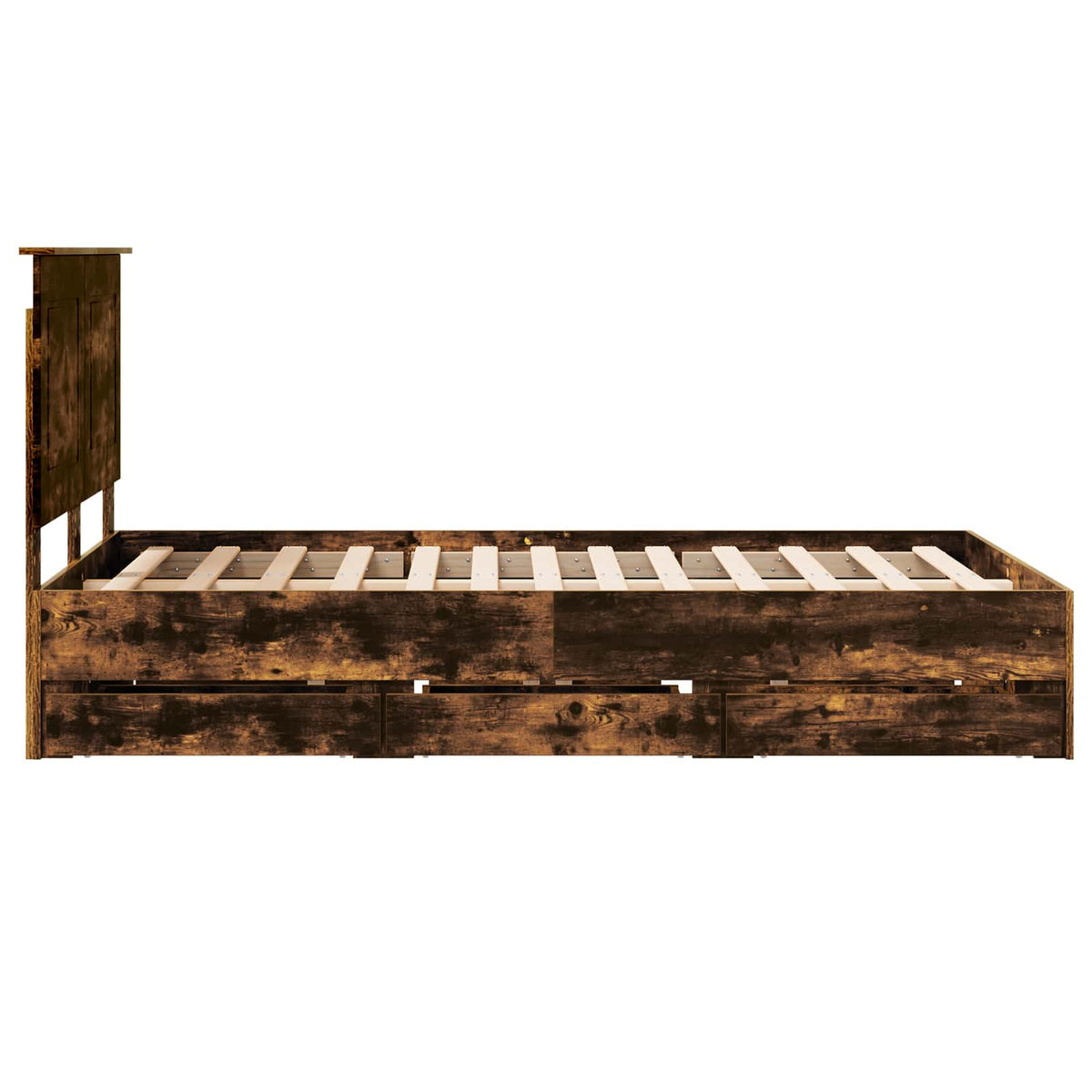 Bed Frame with Drawer Smoked Oak 120 x 200 cm Engineer Wood
