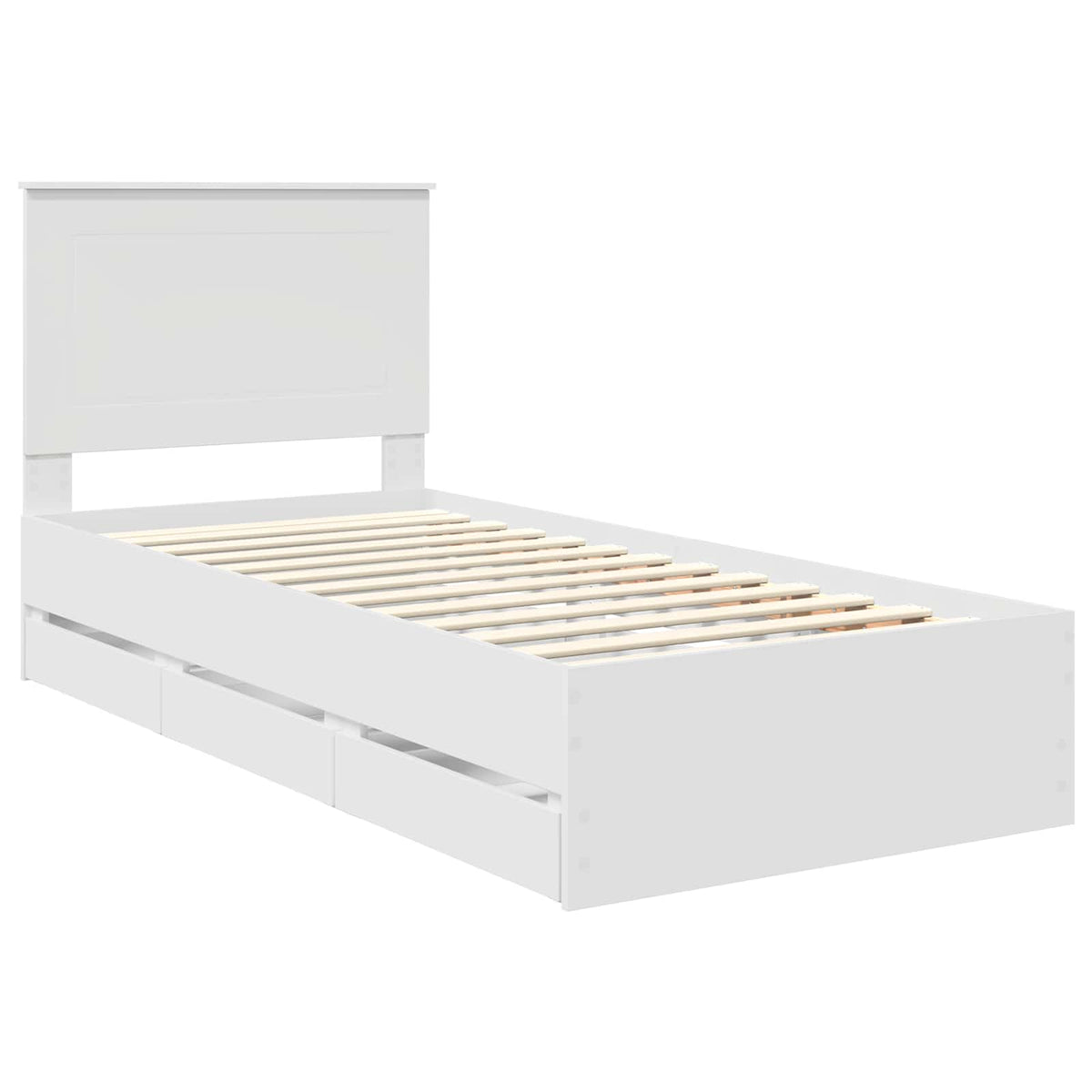 Bed Frame with Drawer White 100 x 200 cm Engineer Wood