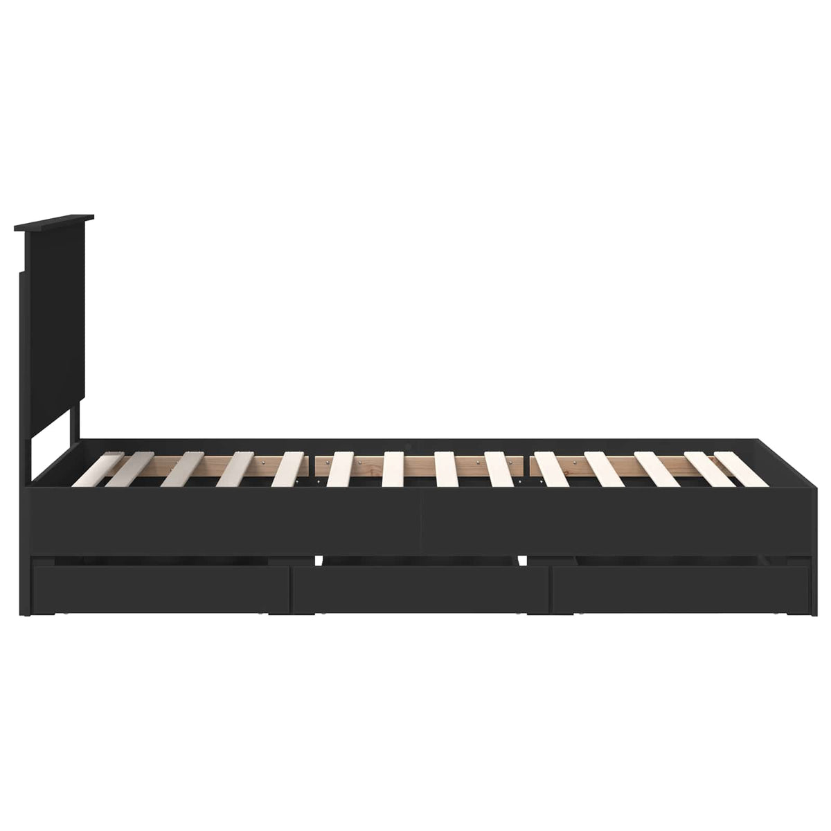 Bed Frame with Drawer Black 100 x 200 cm Engineer Wood