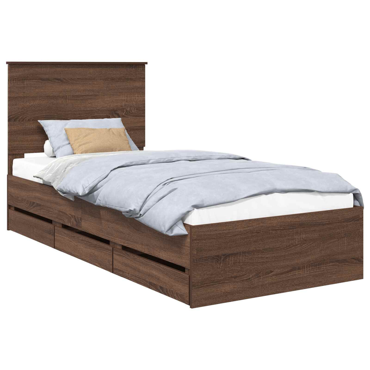 Bed Frame with Drawer Brown Oak 100 x 200 cm Engineer Wood