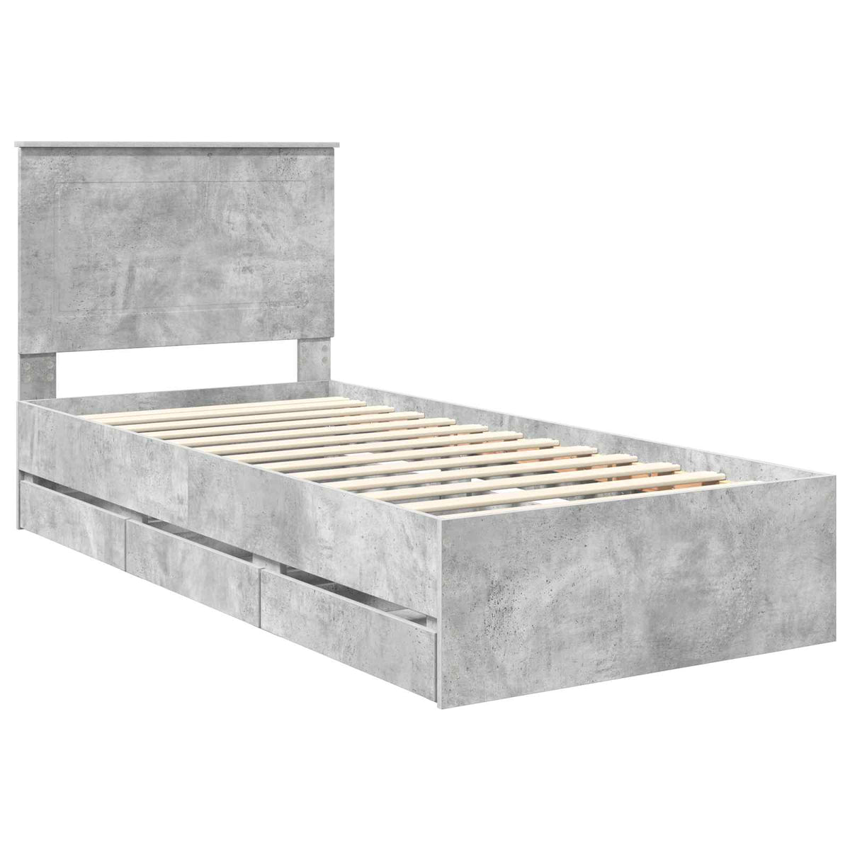 Bed Frame with Drawer Concrete Grey 90 x 190 cm Engineer Wood