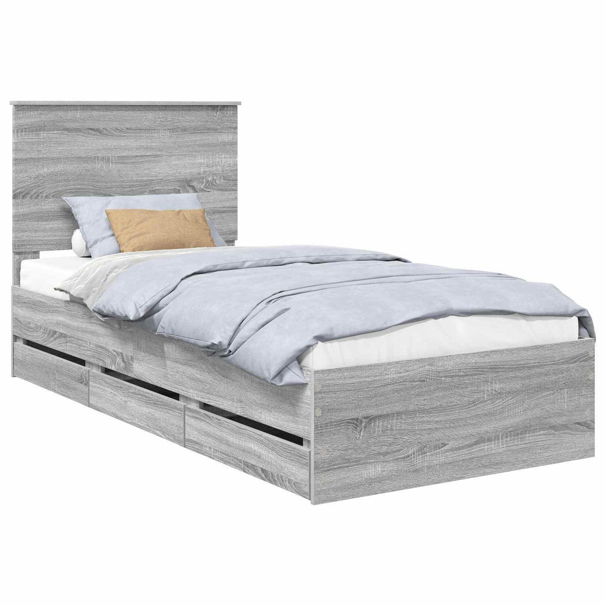 Bed Frame with Drawer Grey Sonoma 90 x 190 cm Engineer Wood