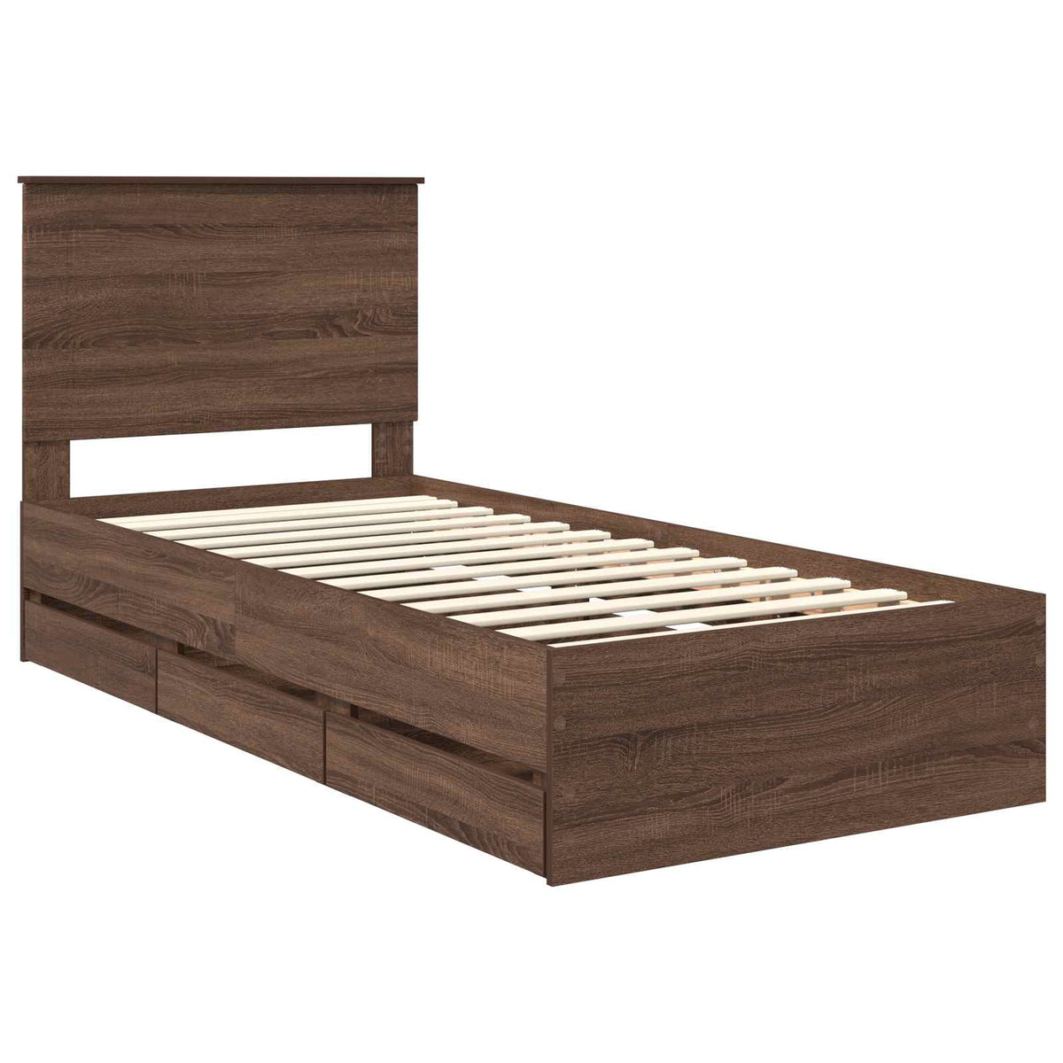 Bed Frame with Drawer Brown Oak 90 x 190 cm Engineer Wood