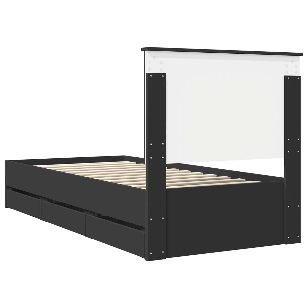 Bed Frame with Drawer Black 90 x 200 cm Engineer Wood