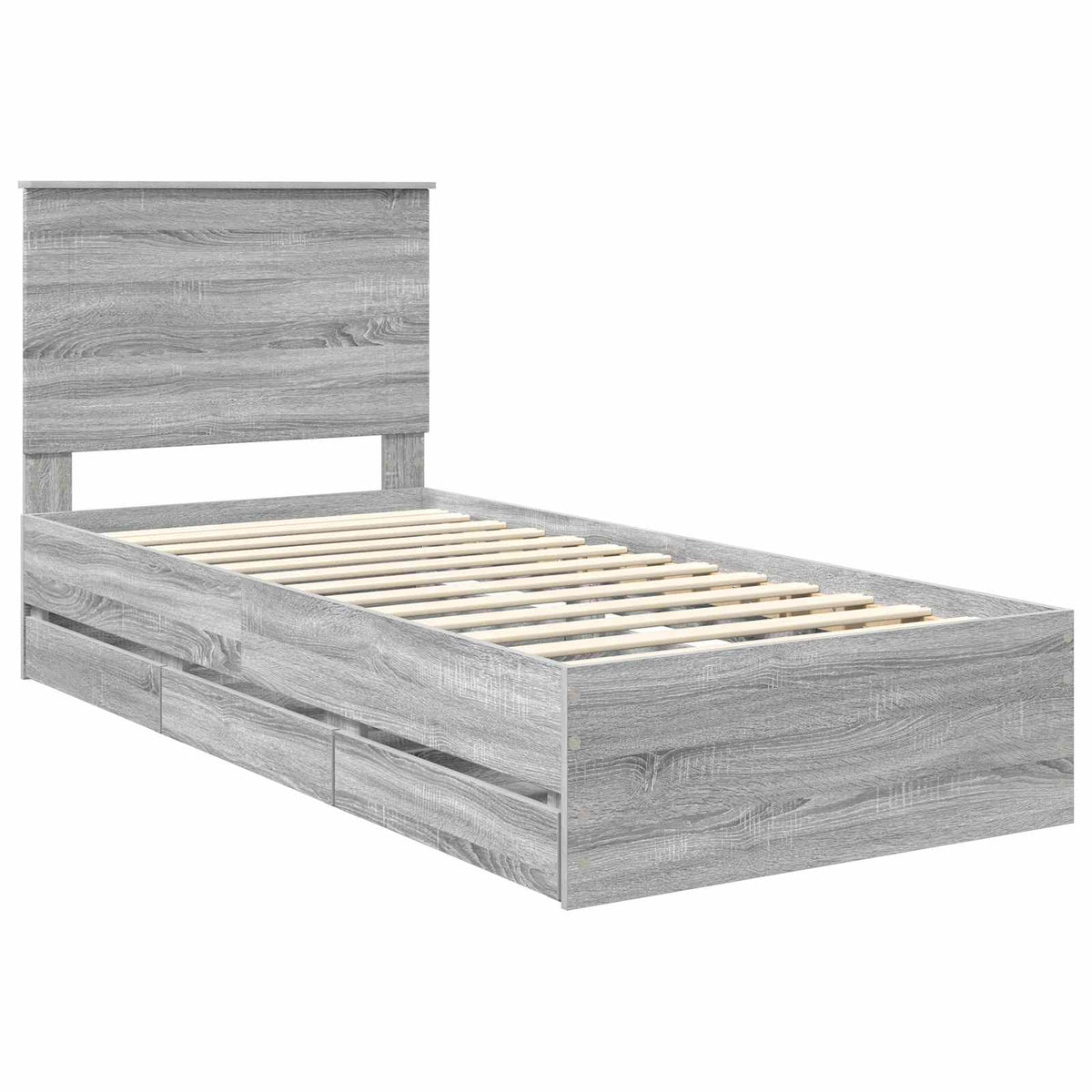 Bed Frame with Drawer Grey Sonoma 90 x 200 cm Engineer Wood