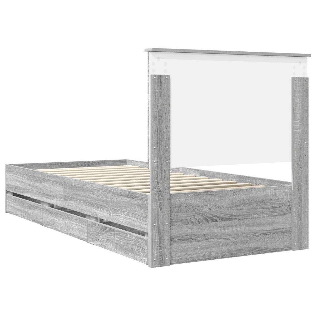 Bed Frame with Drawer Grey Sonoma 90 x 200 cm Engineer Wood