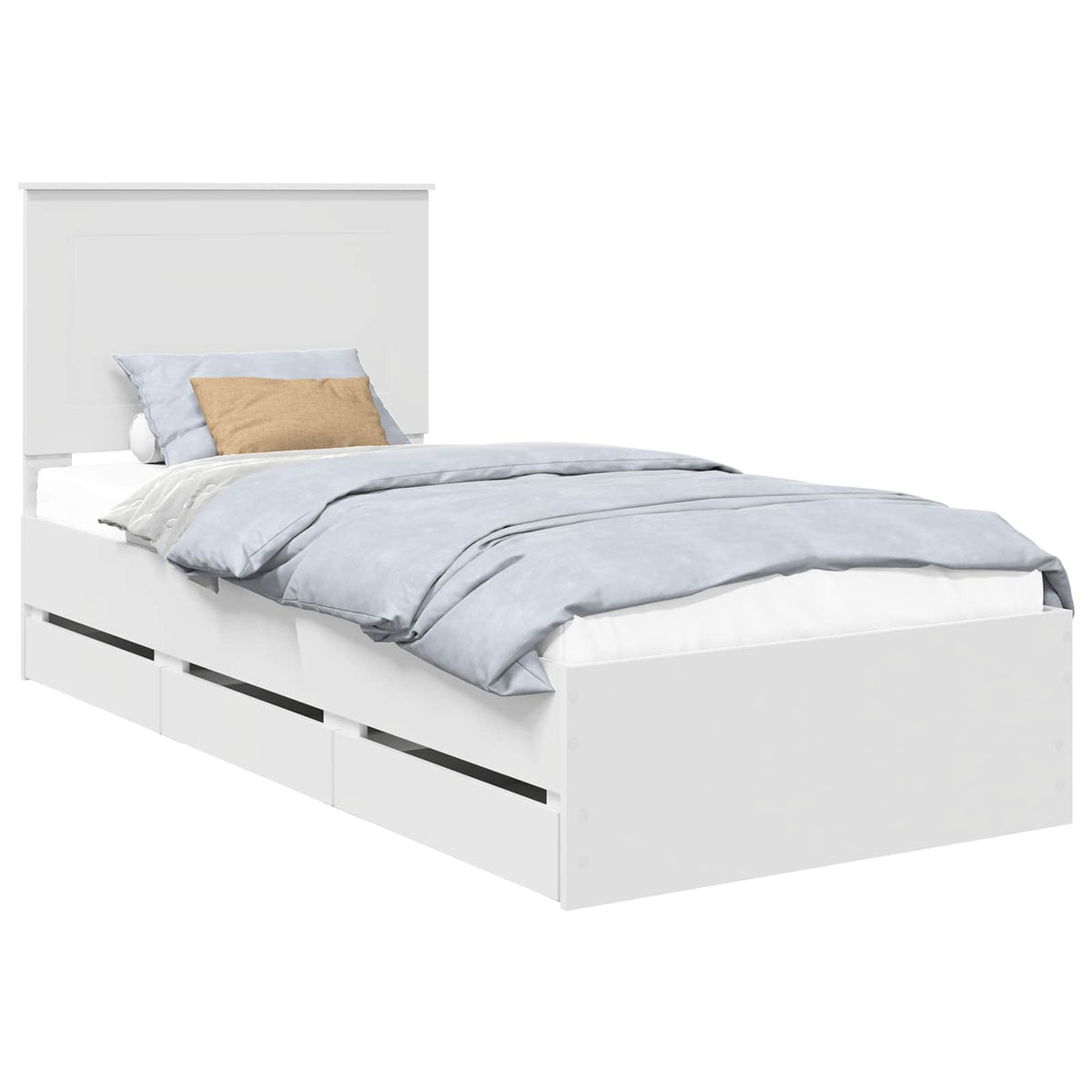 Bed Frame with Drawer White 75 x 190 cm Engineer Wood