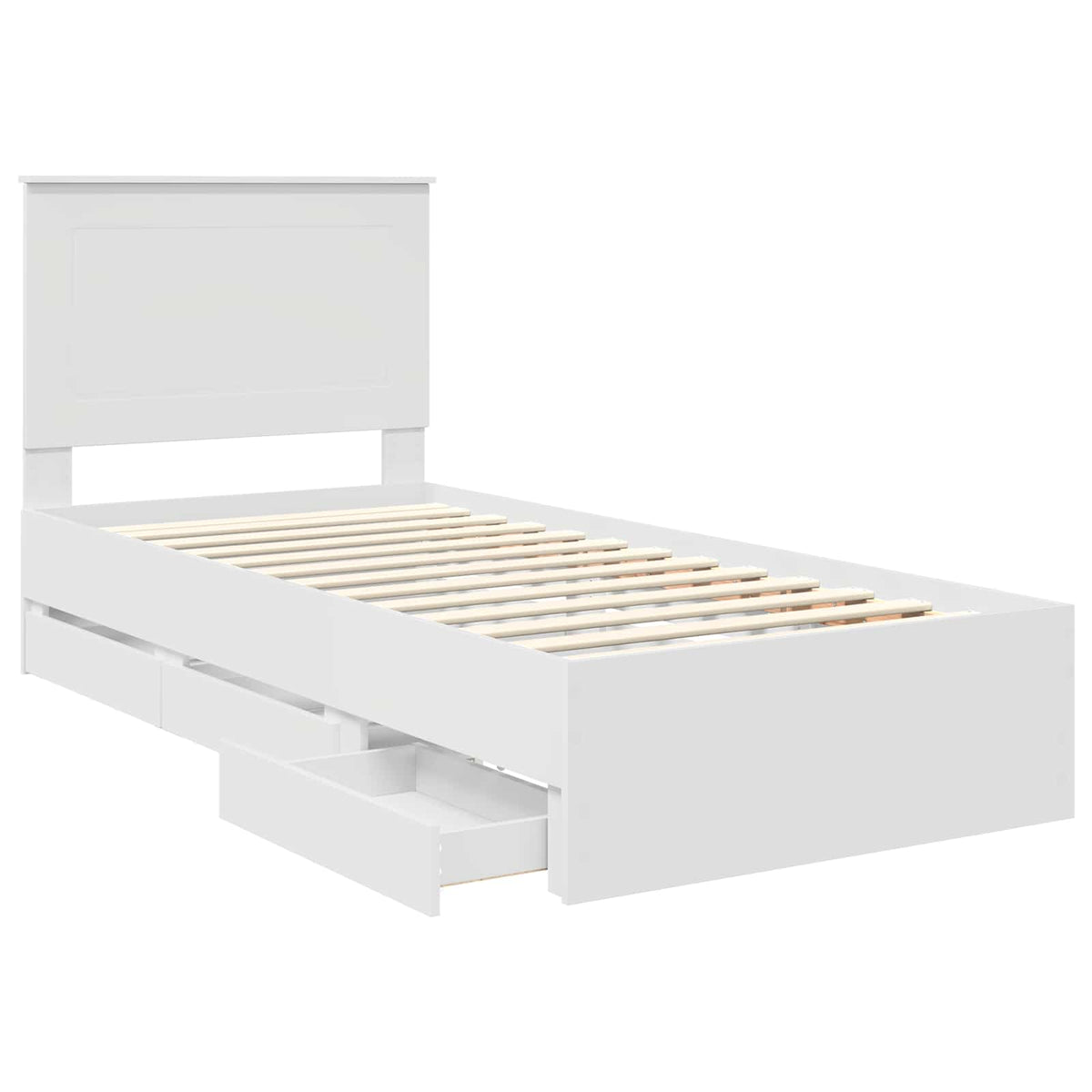 Bed Frame with Drawer White 75 x 190 cm Engineer Wood