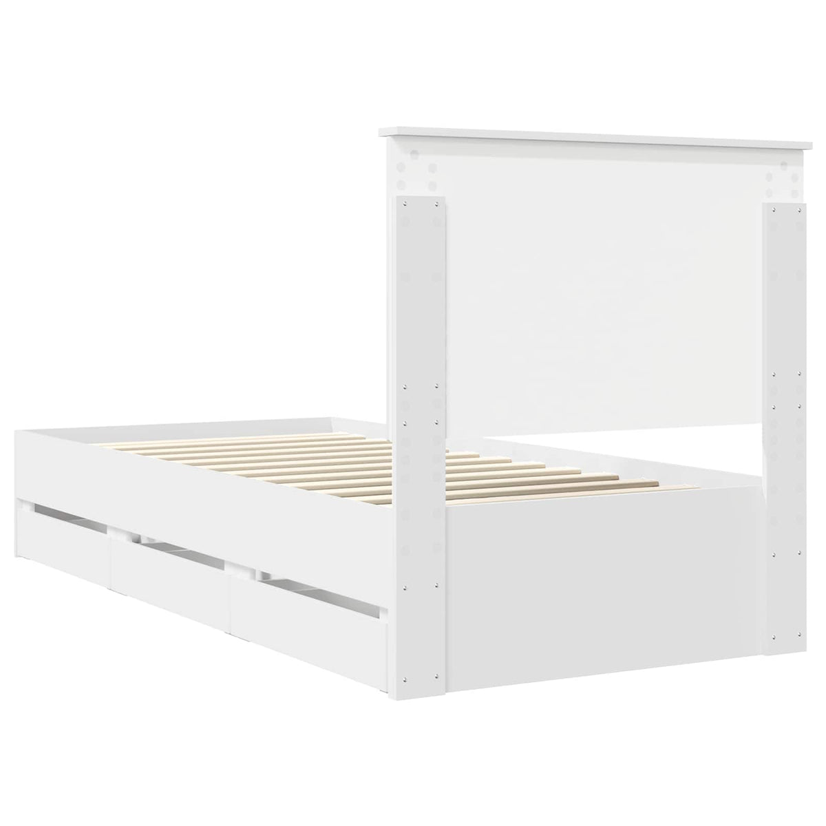 Bed Frame with Drawer White 75 x 190 cm Engineer Wood