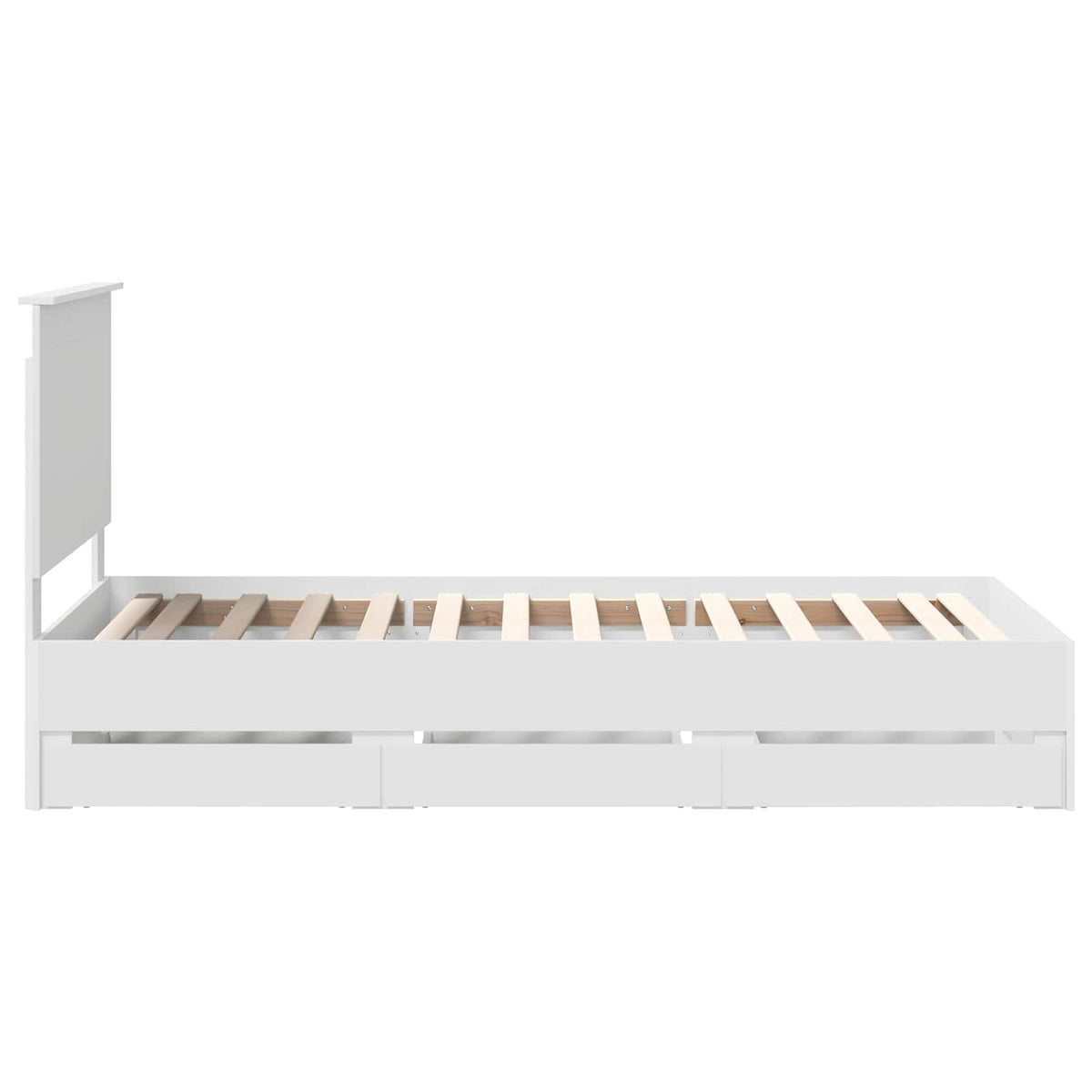 Bed Frame with Drawer White 75 x 190 cm Engineer Wood