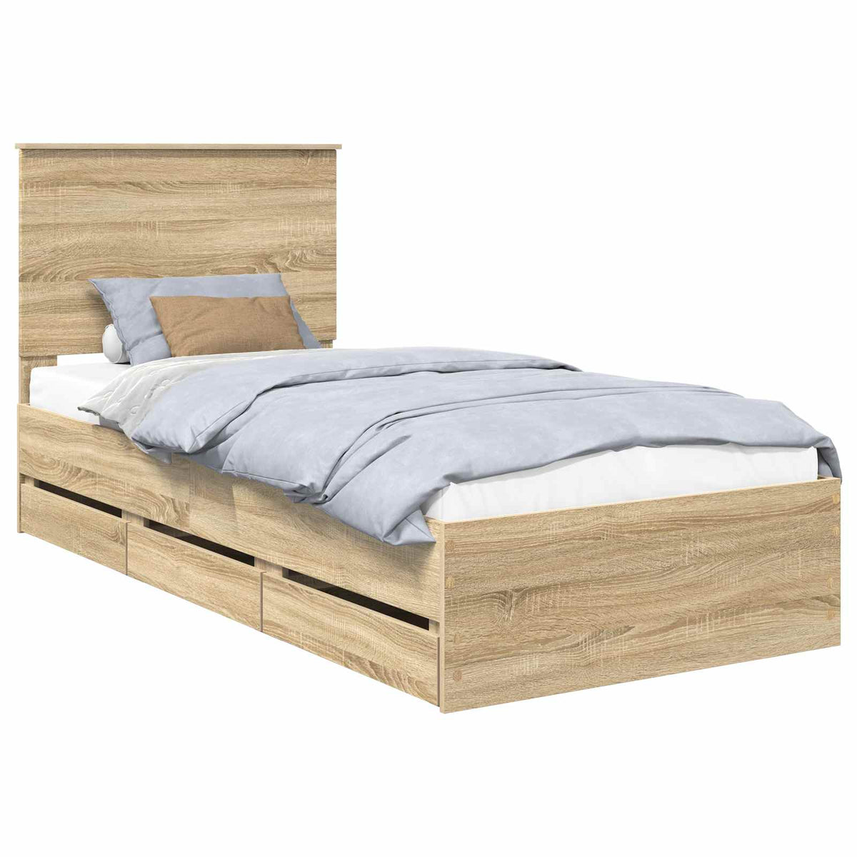 Bed Frame with Drawer Sonoma Oak 75 x 190 cm Engineer Wood