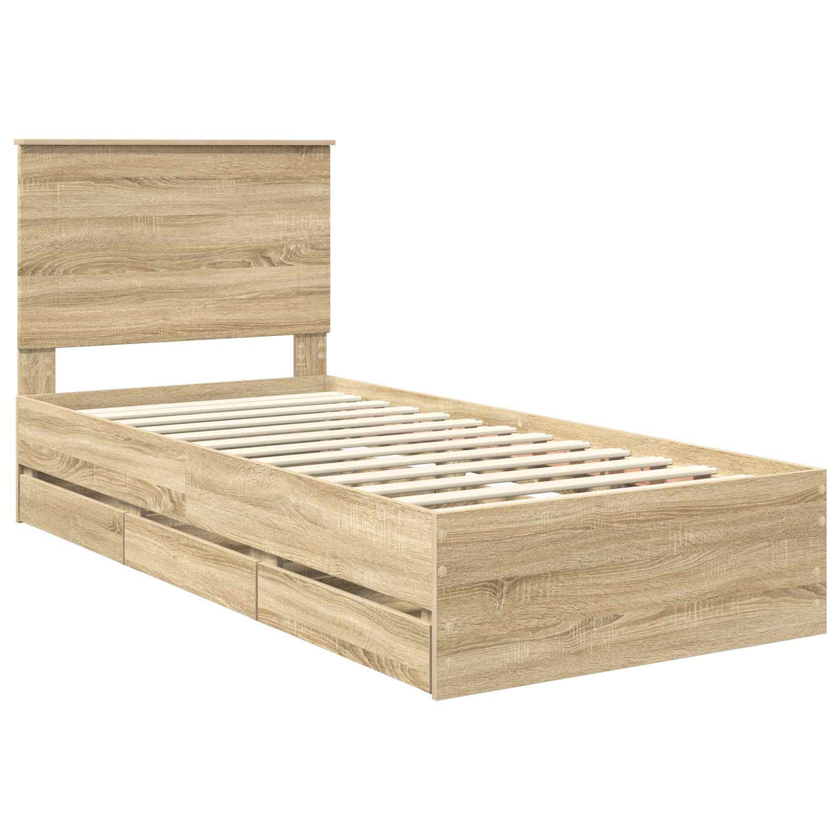 Bed Frame with Drawer Sonoma Oak 75 x 190 cm Engineer Wood