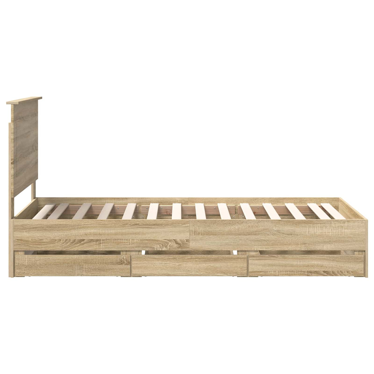 Bed Frame with Drawer Sonoma Oak 75 x 190 cm Engineer Wood