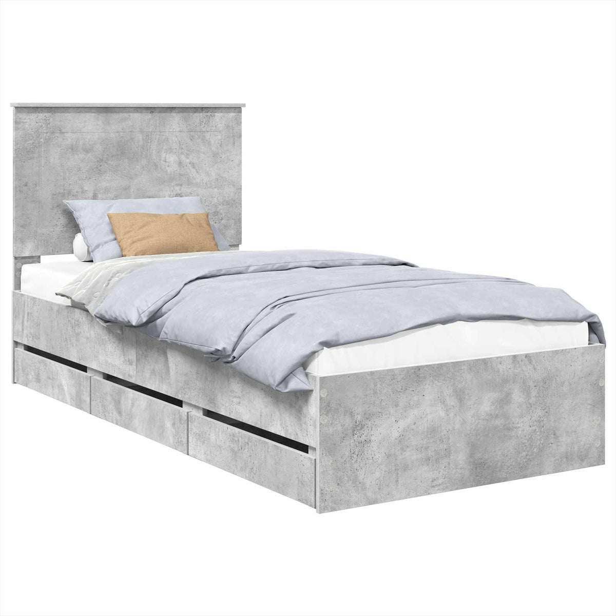 Bed Frame with Drawer Concrete Grey 75 x 190 cm Engineer Wood