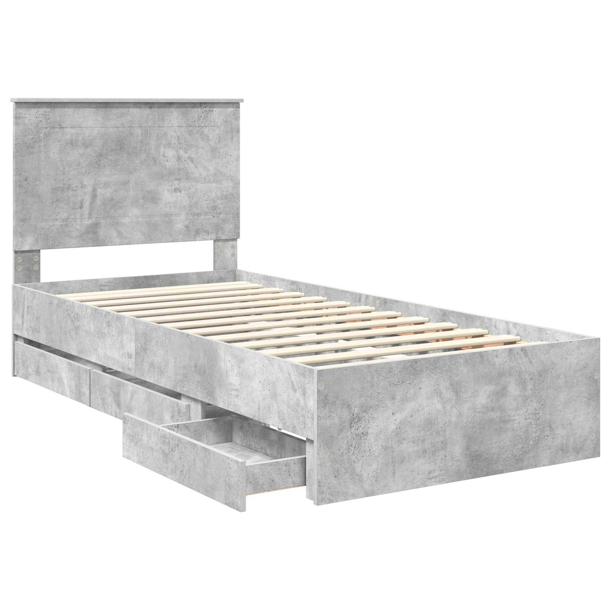 Bed Frame with Drawer Concrete Grey 75 x 190 cm Engineer Wood