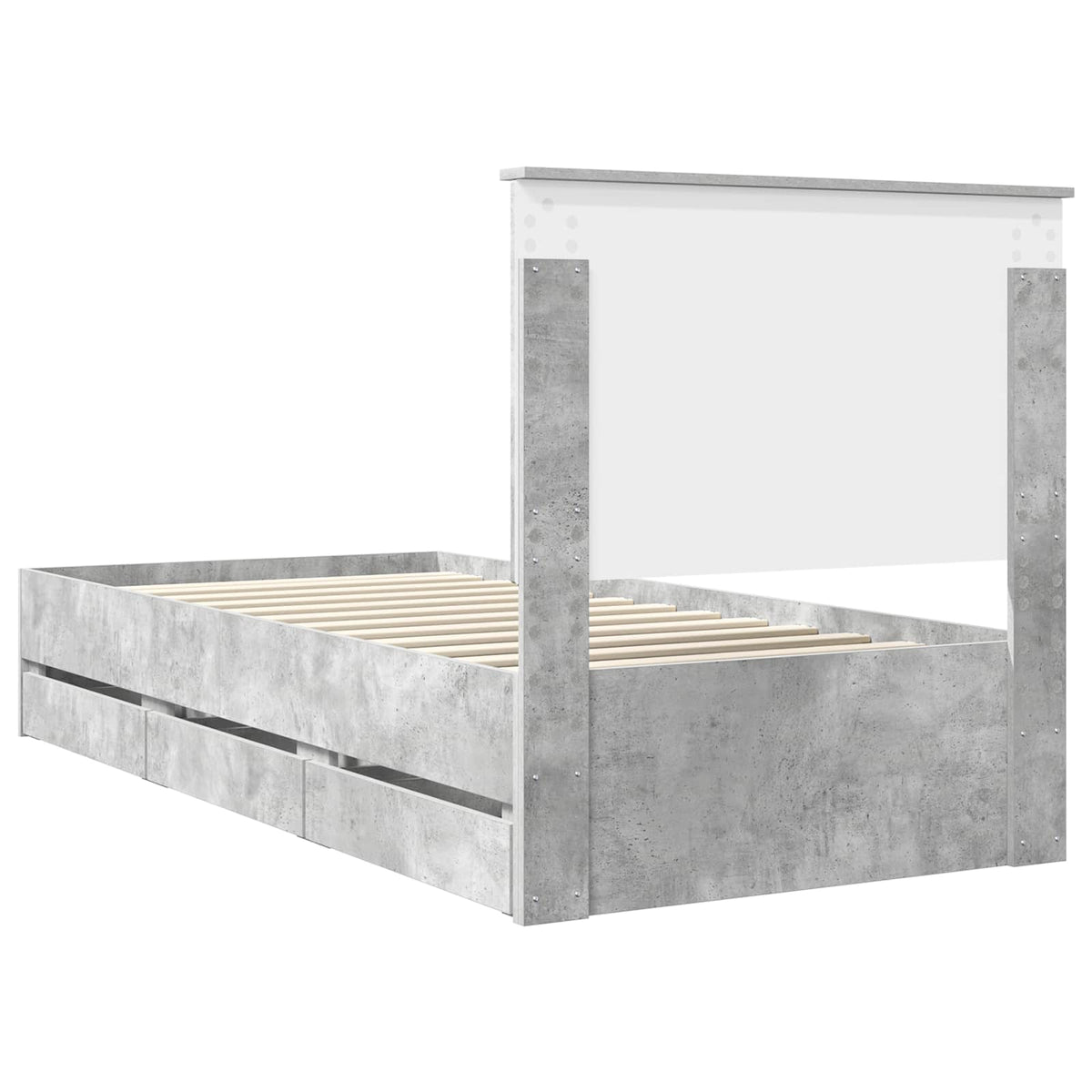 Bed Frame with Drawer Concrete Grey 75 x 190 cm Engineer Wood