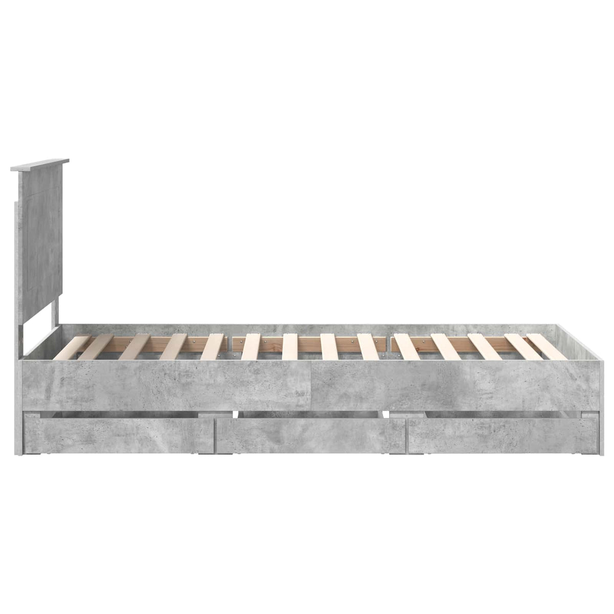 Bed Frame with Drawer Concrete Grey 75 x 190 cm Engineer Wood