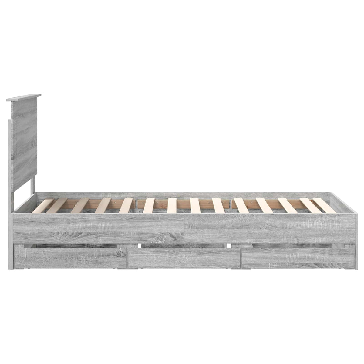 Bed Frame with Drawer Grey Sonoma 75 x 190 cm Engineer Wood