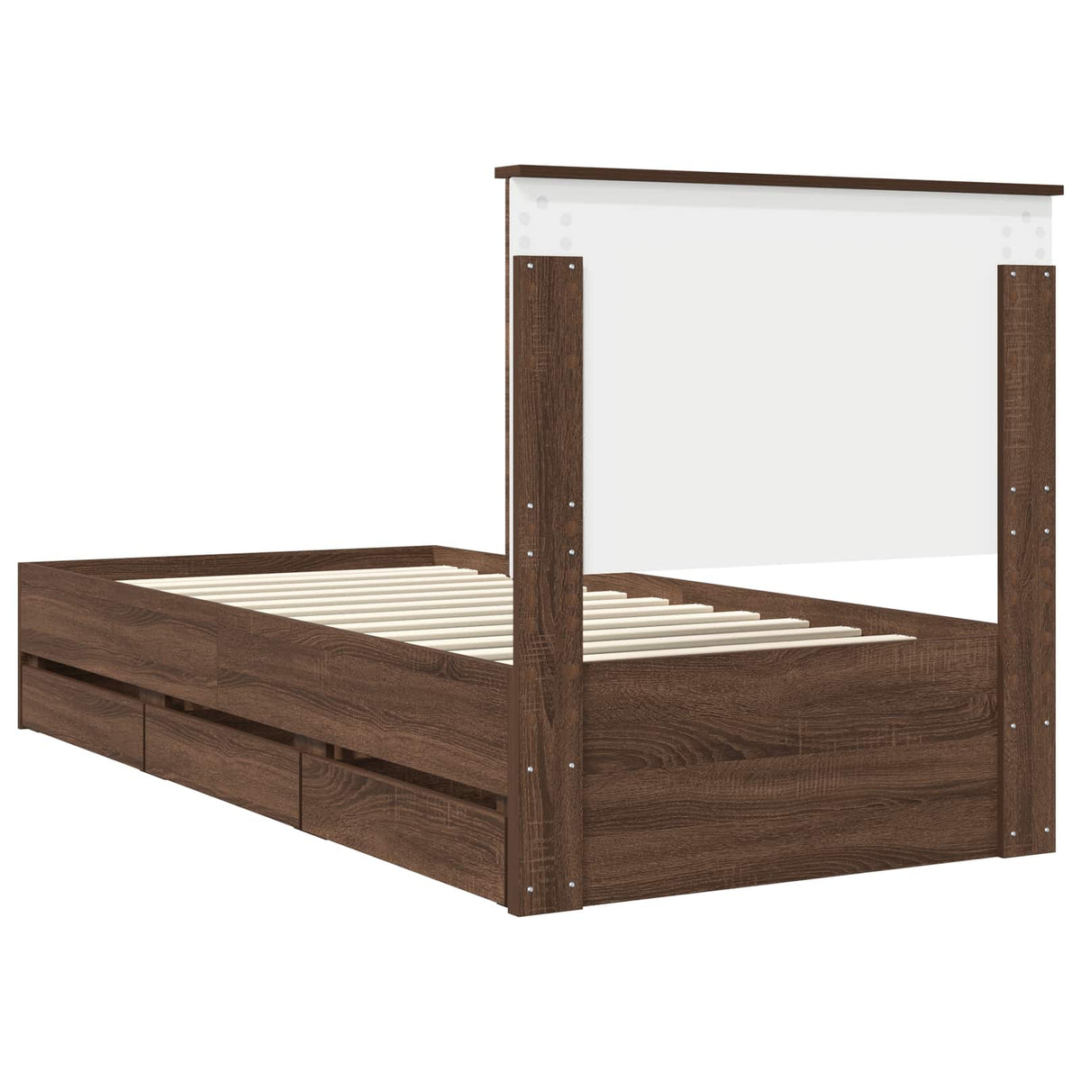 Bed Frame with Drawer Brown Oak 75 x 190 cm Engineer Wood
