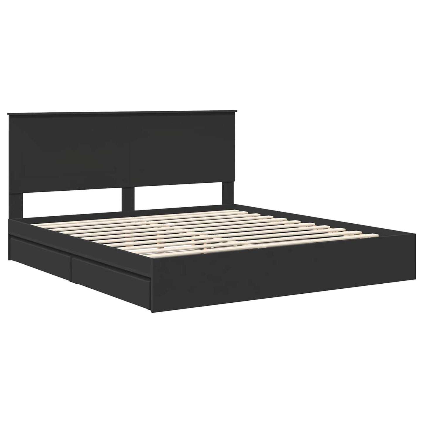 Storage Bed with Headboard Black 200 x 200 cm Engineered Wood