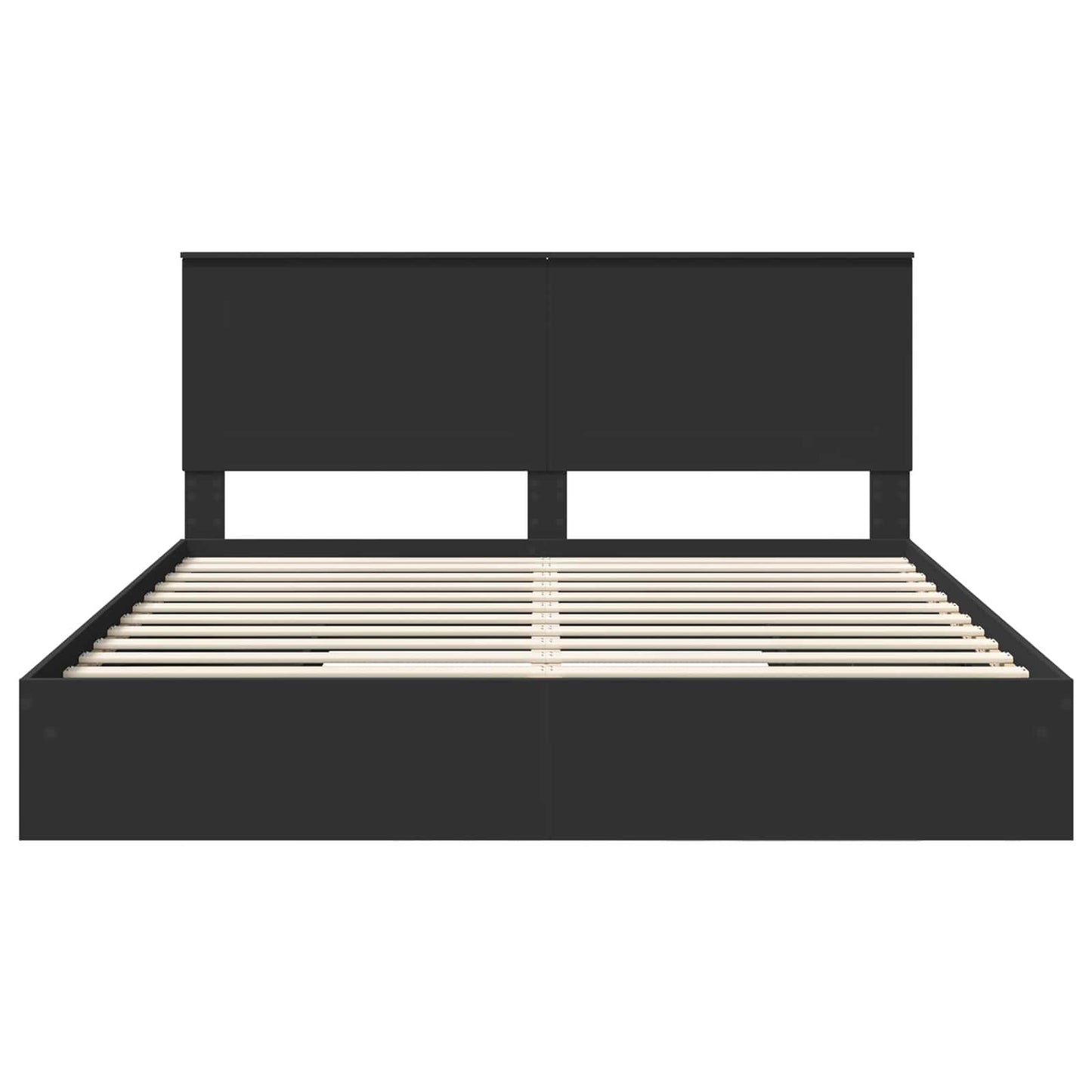 Storage Bed with Headboard Black 200 x 200 cm Engineered Wood