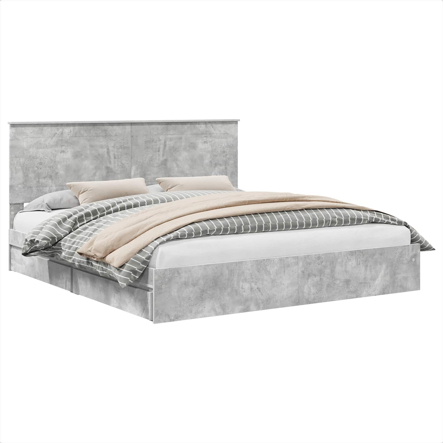 Storage Bed Concrete Grey 200 x 200 cm Engineered Wood