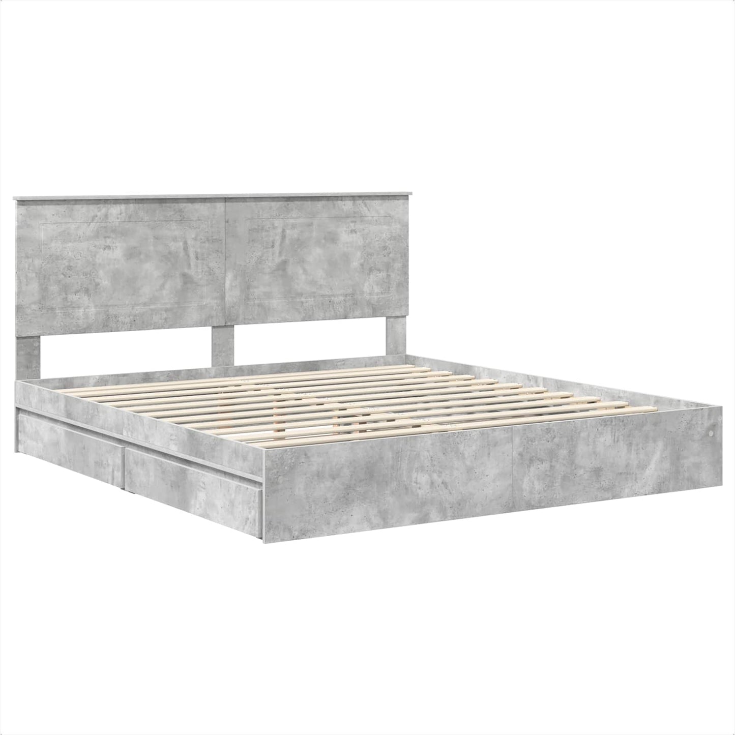 Storage Bed Concrete Grey 200 x 200 cm Engineered Wood