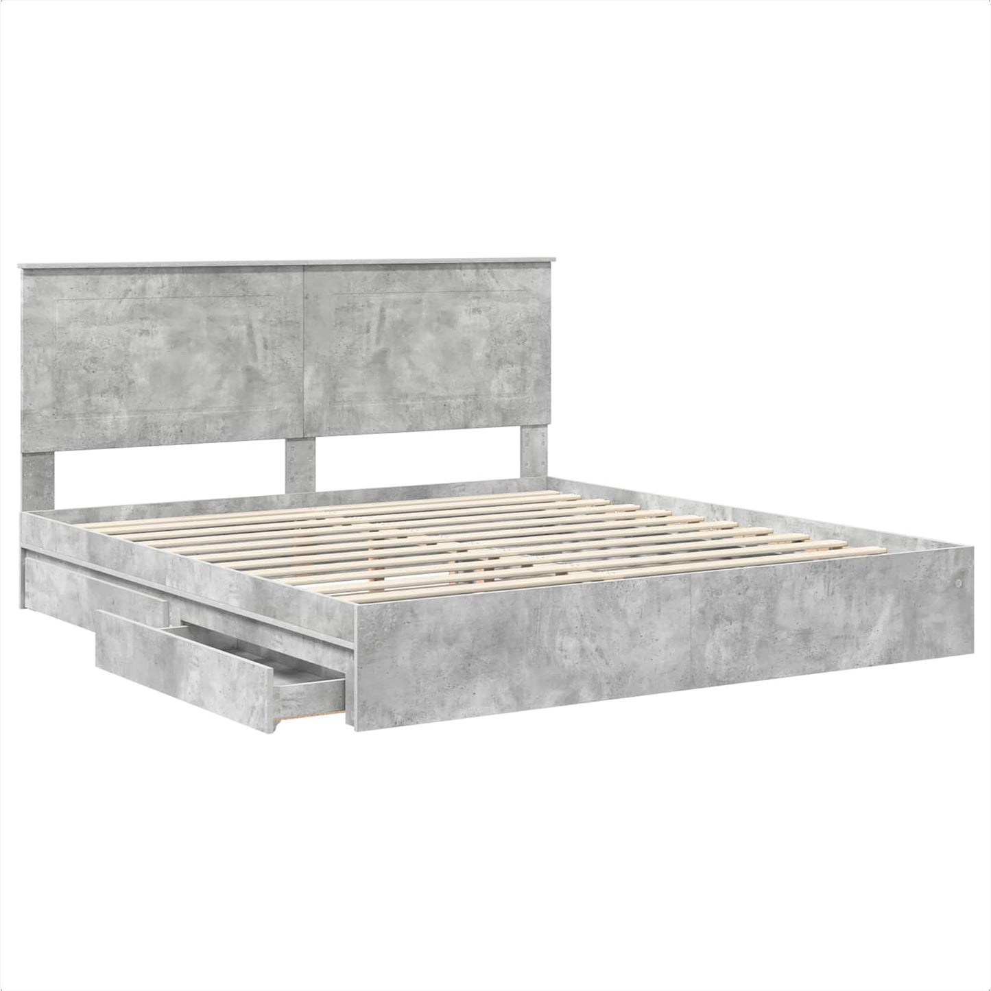 Storage Bed Concrete Grey 200 x 200 cm Engineered Wood