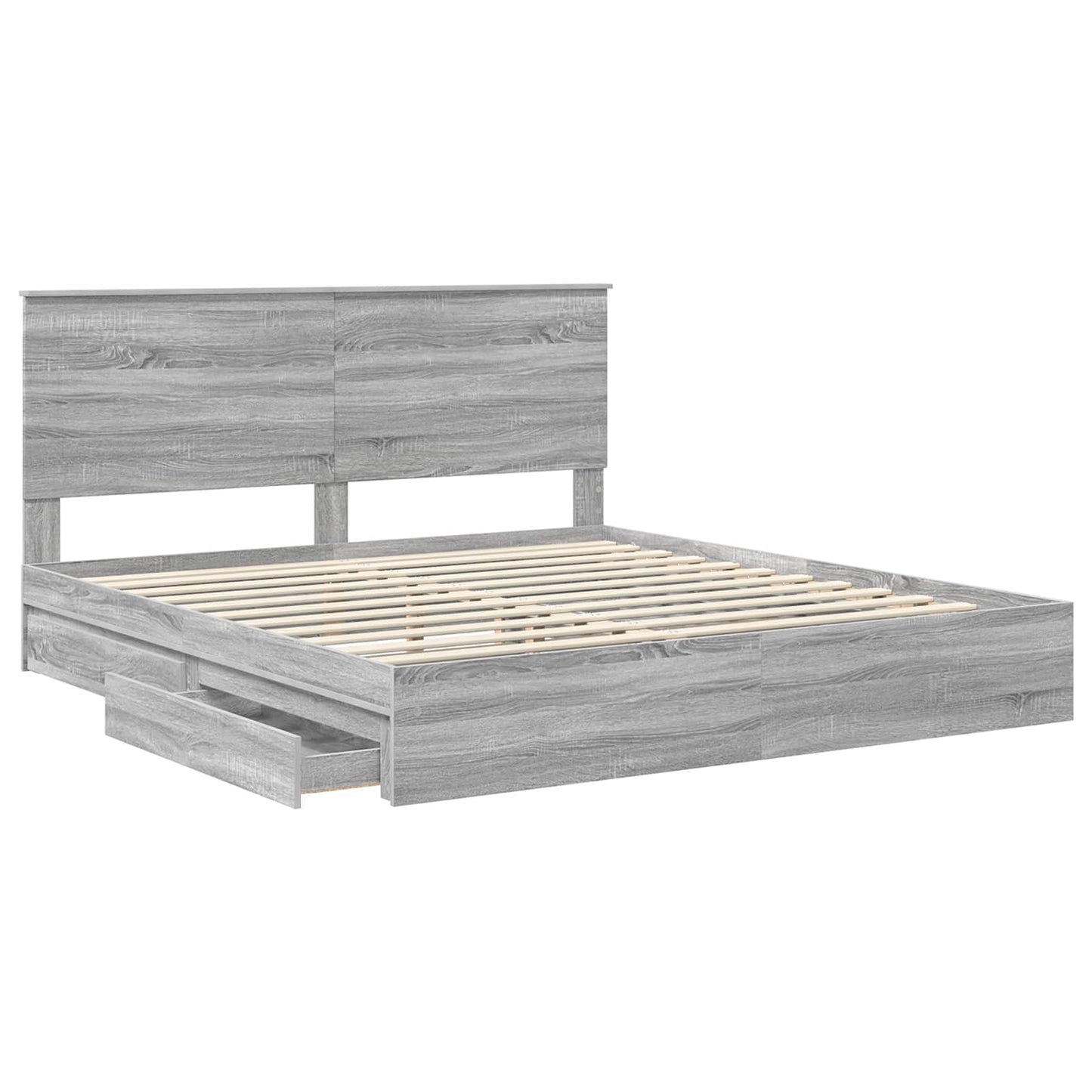 Storage Bed Grey Sonoma 200 x 200 cm Engineered Wood