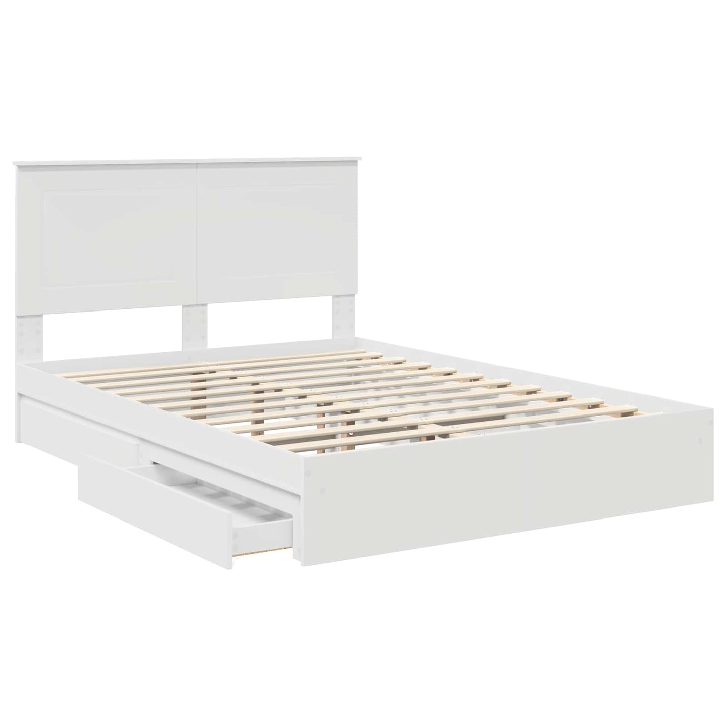 Storage Bed with Headboard White 160 x 200 cm Engineered Wood