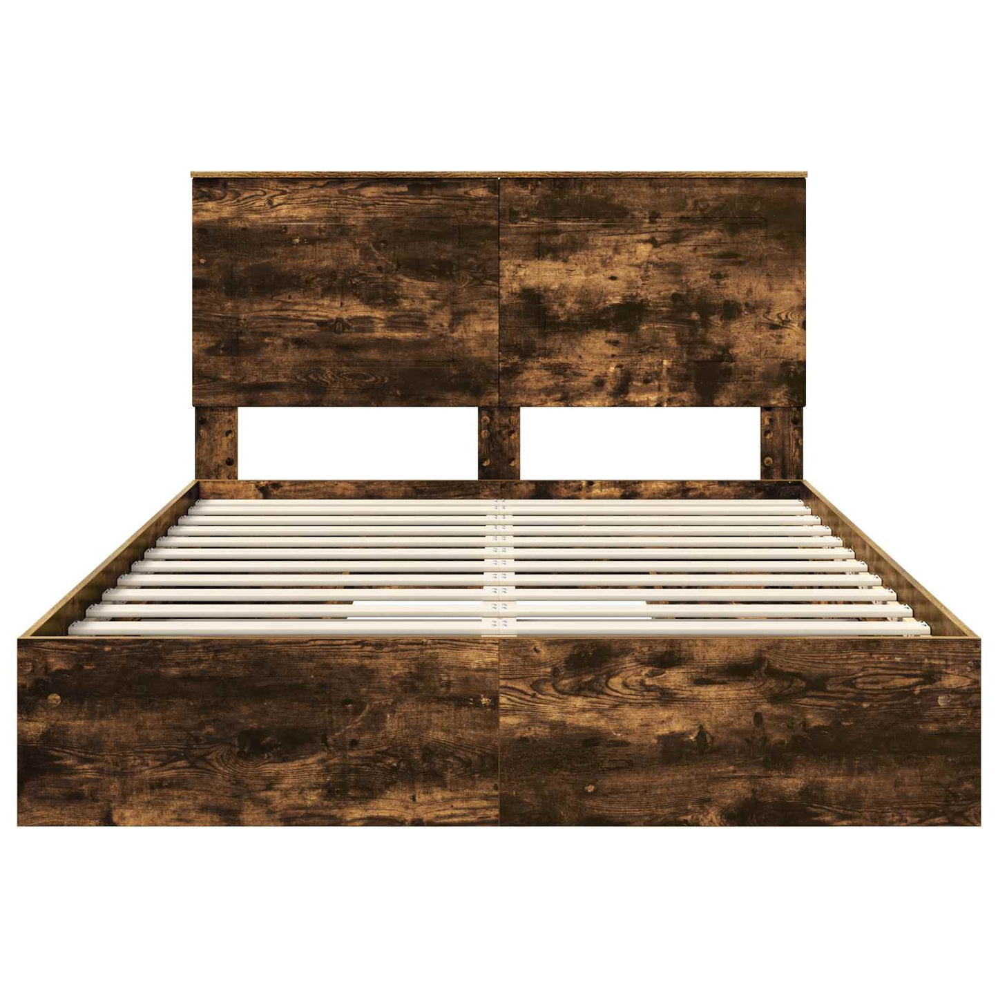 Storage Bed with Drawer Smoked Oak 160 x 200 cm Engineered Wood