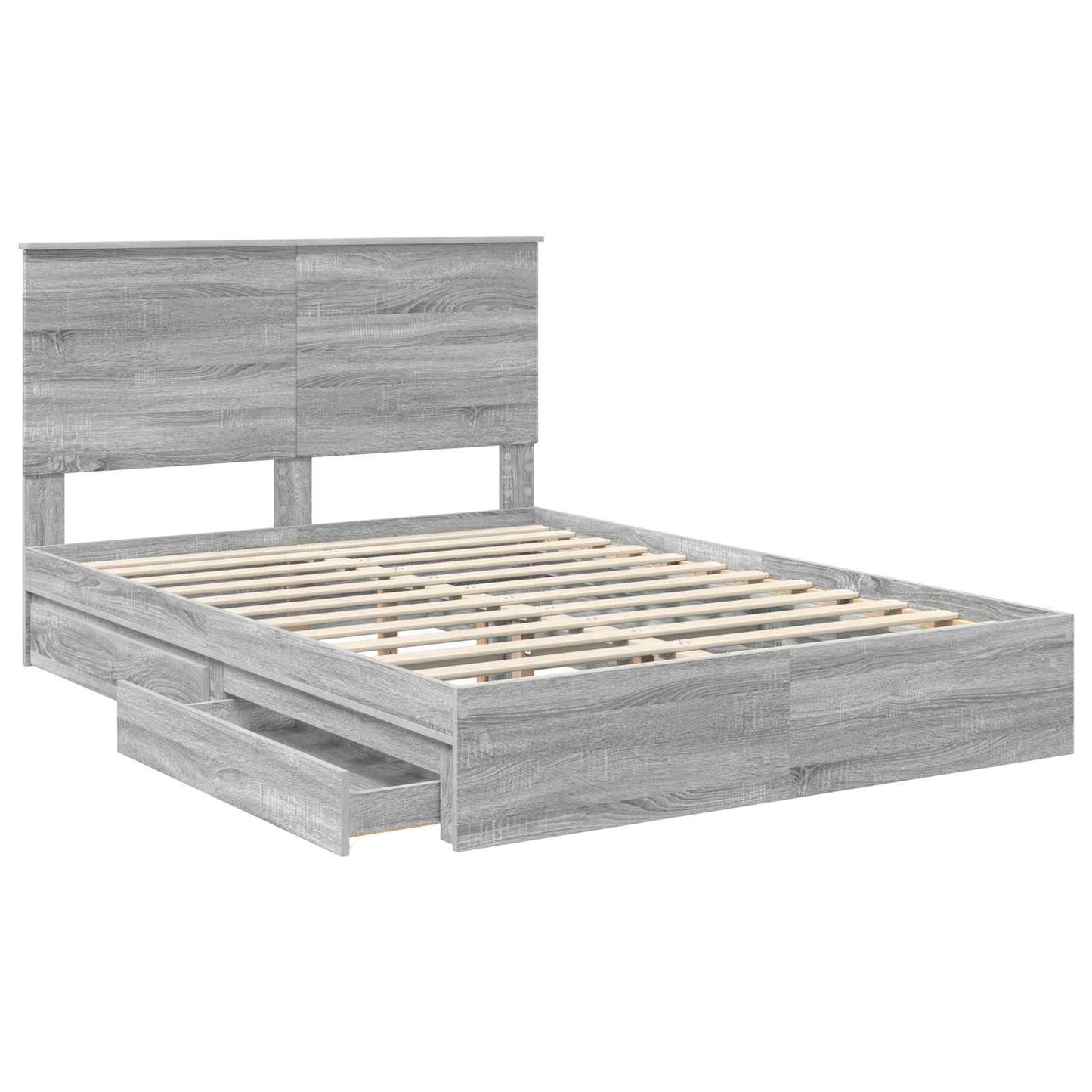 Storage Bed Grey Sonoma 160 x 200 cm Engineered Wood