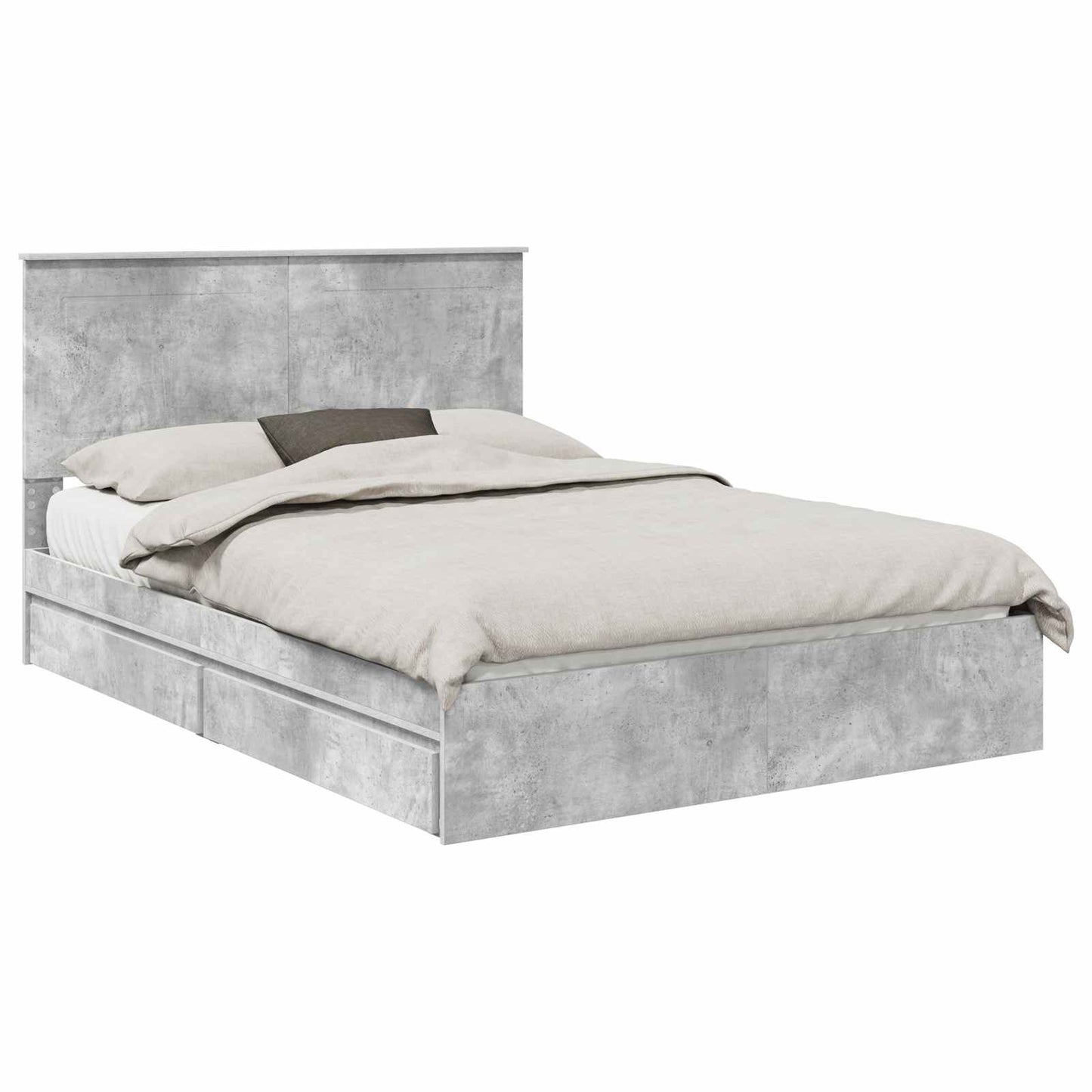Storage Bed Concrete Grey 150 x 200 cm Engineered Wood