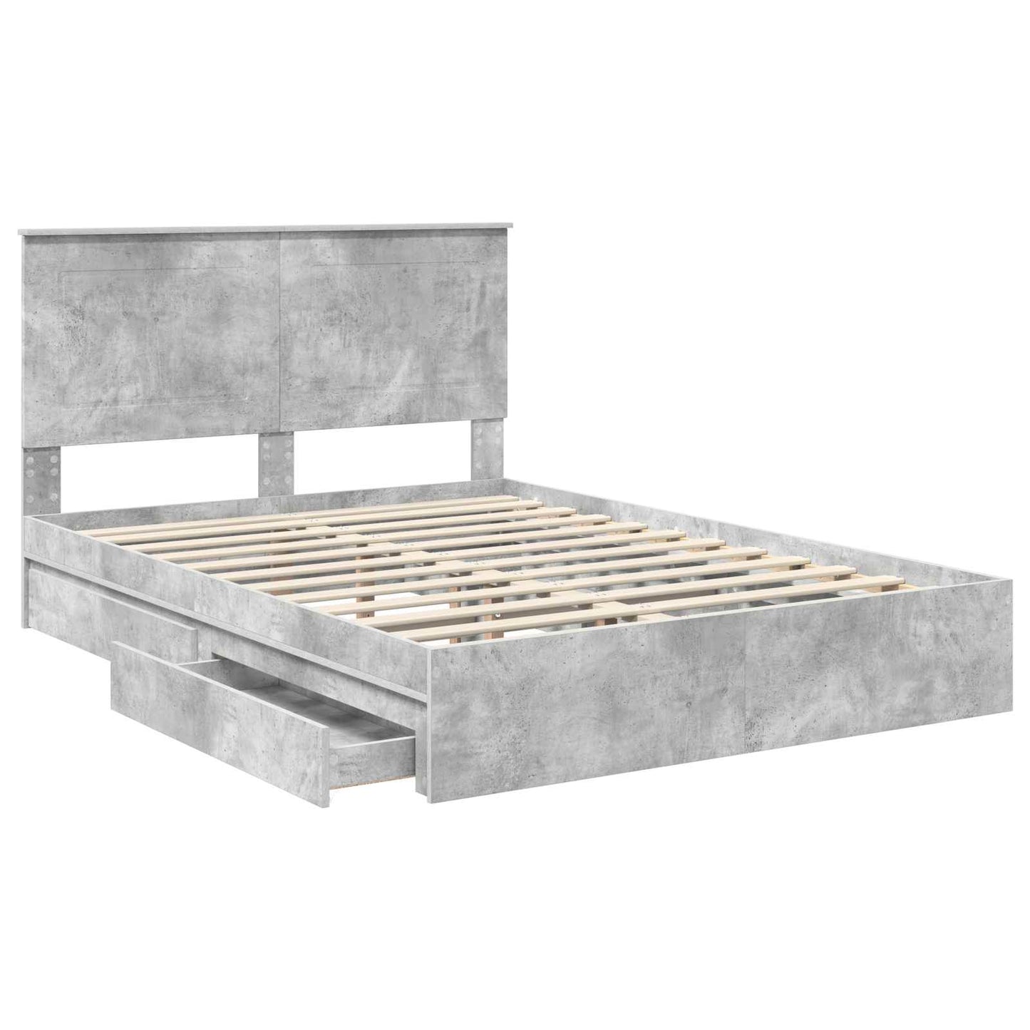 Storage Bed Concrete Grey 150 x 200 cm Engineered Wood