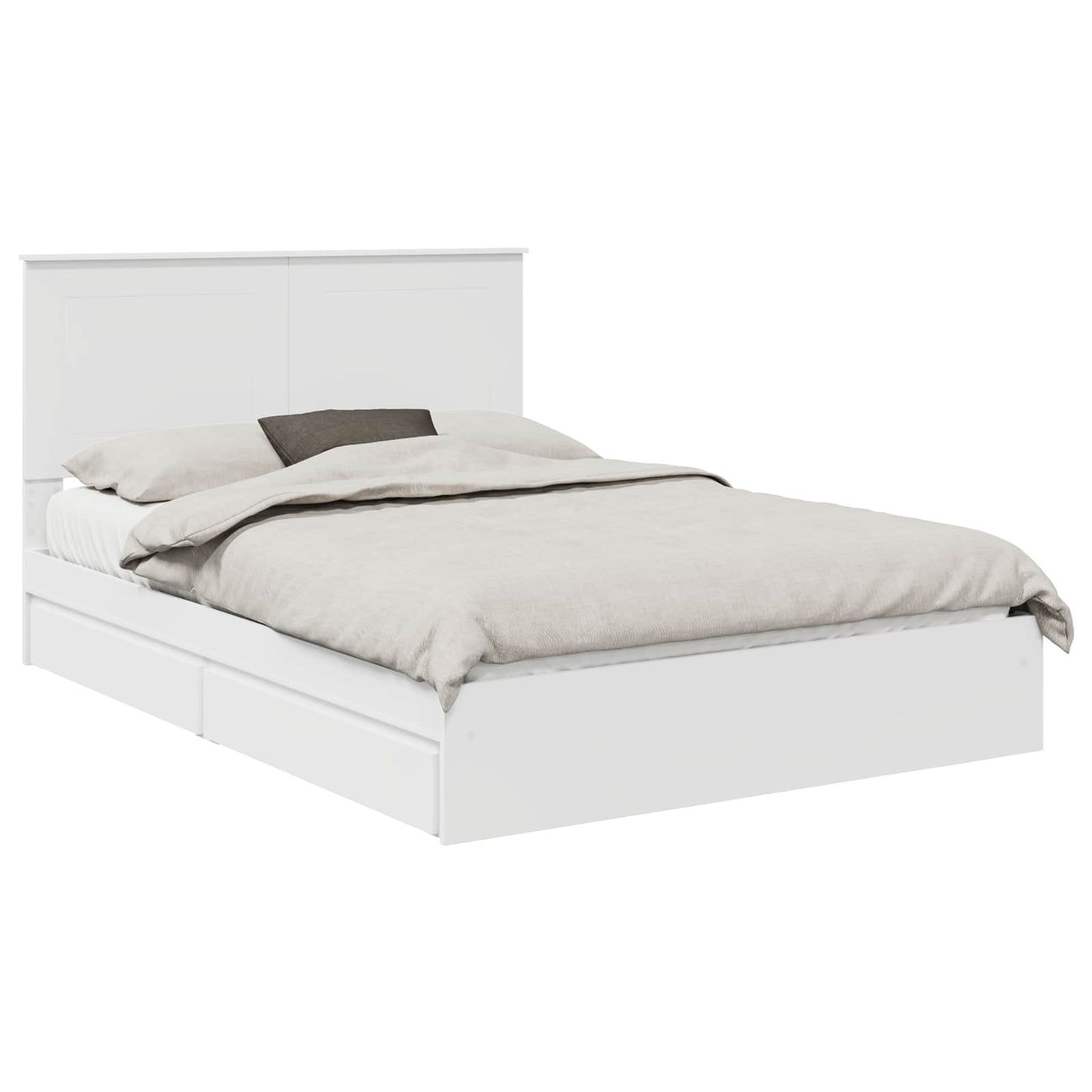 Storage Bed with Headboard White 140 x 190 cm Engineered Wood