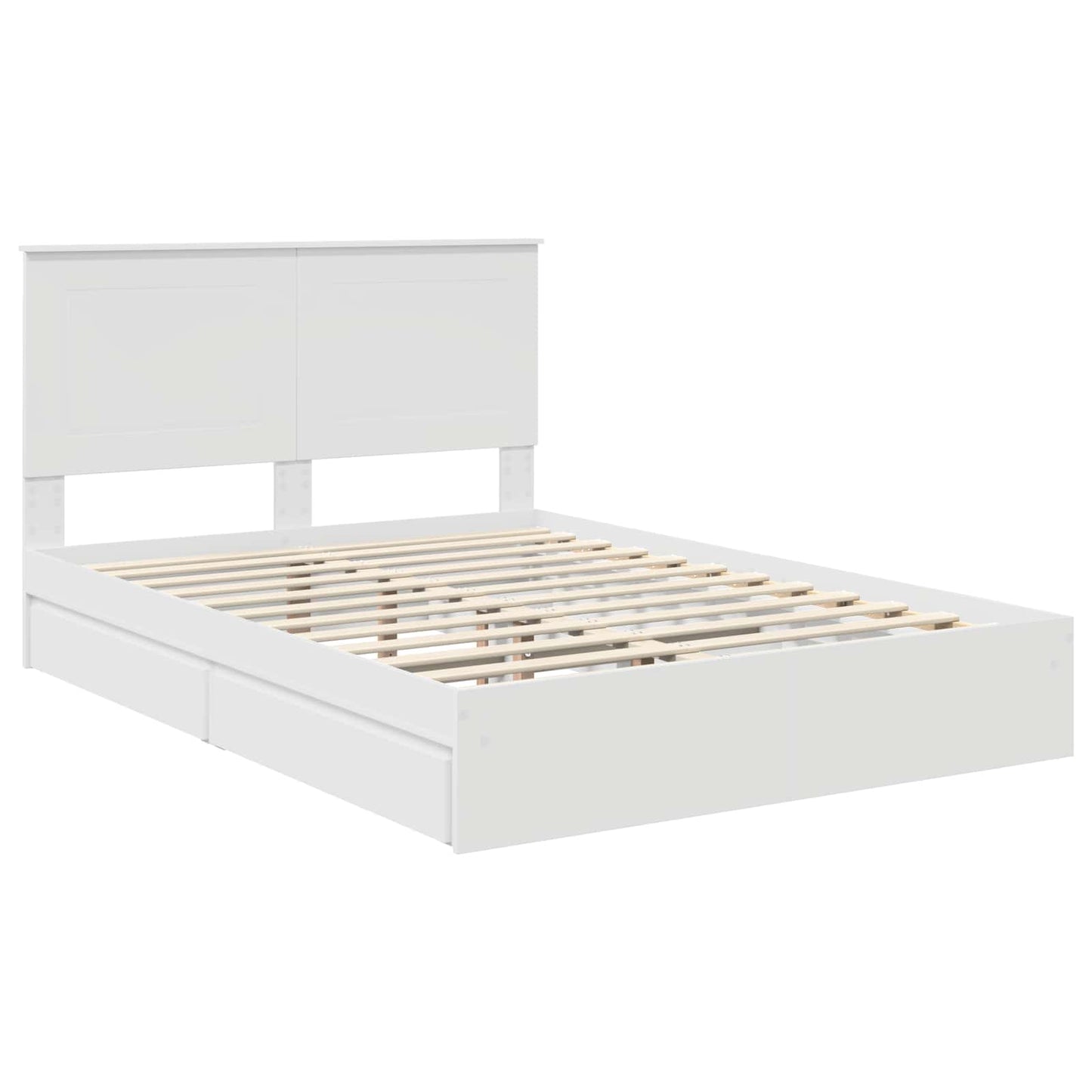 Storage Bed with Headboard White 140 x 190 cm Engineered Wood