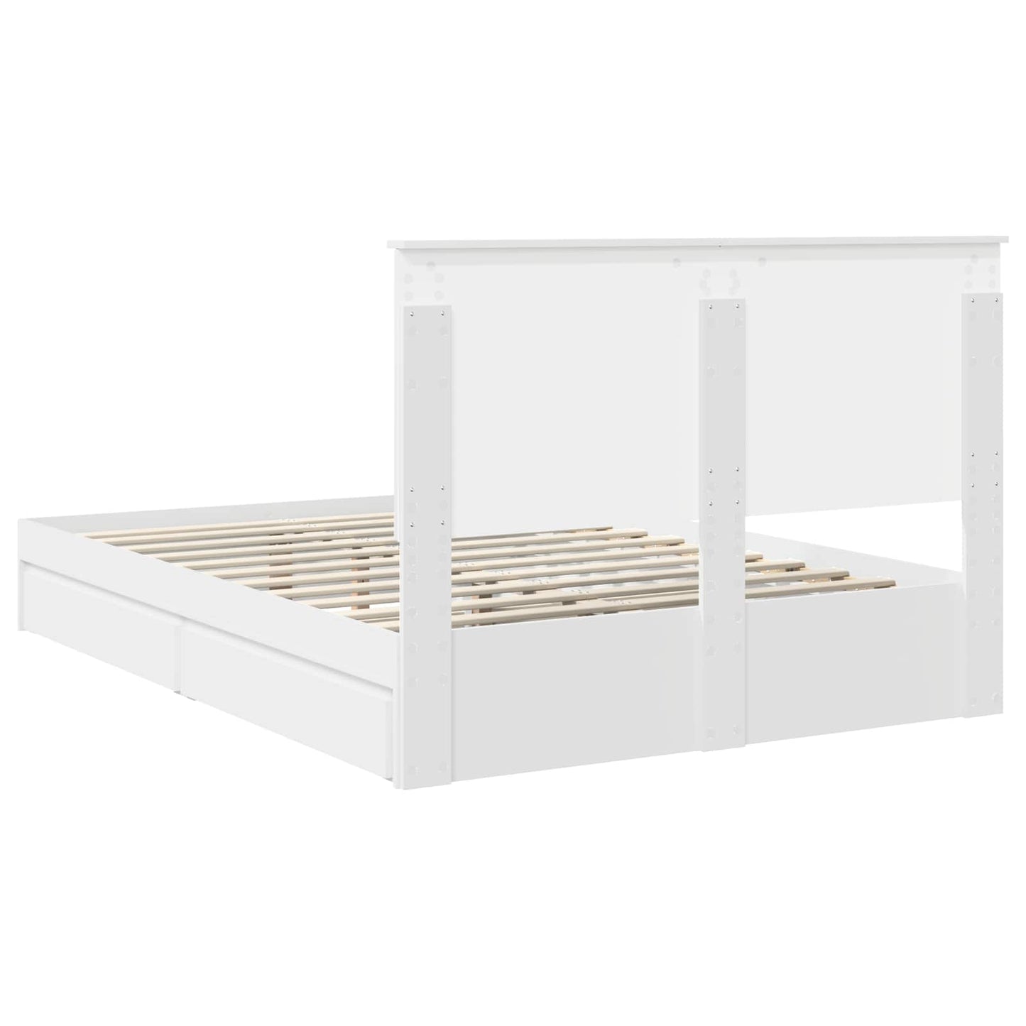Storage Bed with Headboard White 140 x 190 cm Engineered Wood