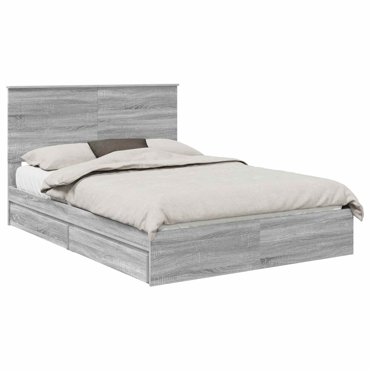 Storage Bed Grey Sonoma 140 x 200 cm Engineered Wood